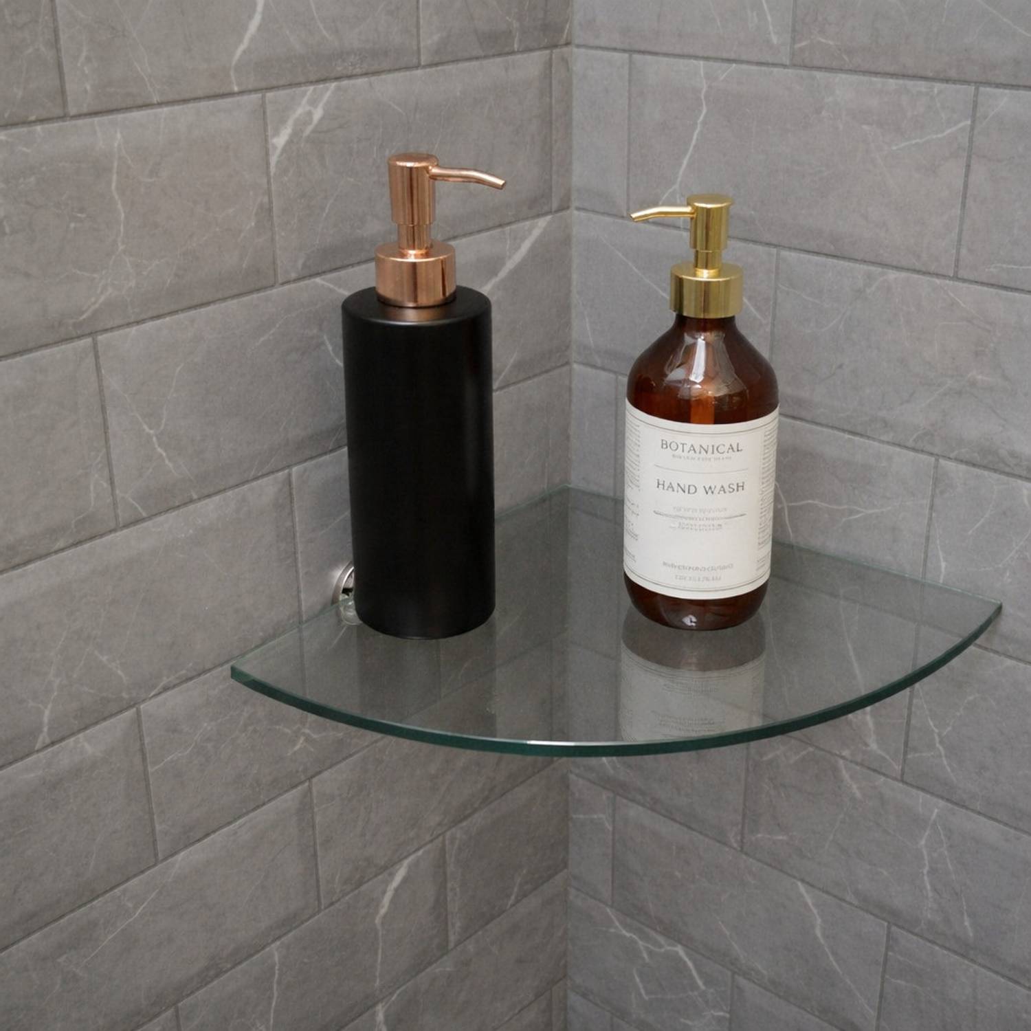 Auraview Corner Round Wall Shelf 6x6 Inch – Without Railing – Transparent – Shelf No. 1 Glass Wall Shelf