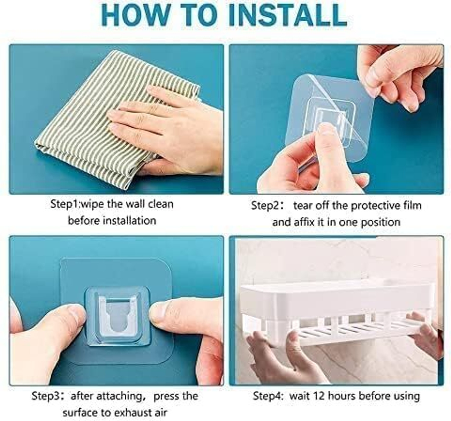 Image of Lufasa White Bathroom Shelves 3 Pcs + Soap Stand 3 Pcs Multipurpose and Rack for Home Plastic Wall Shelf