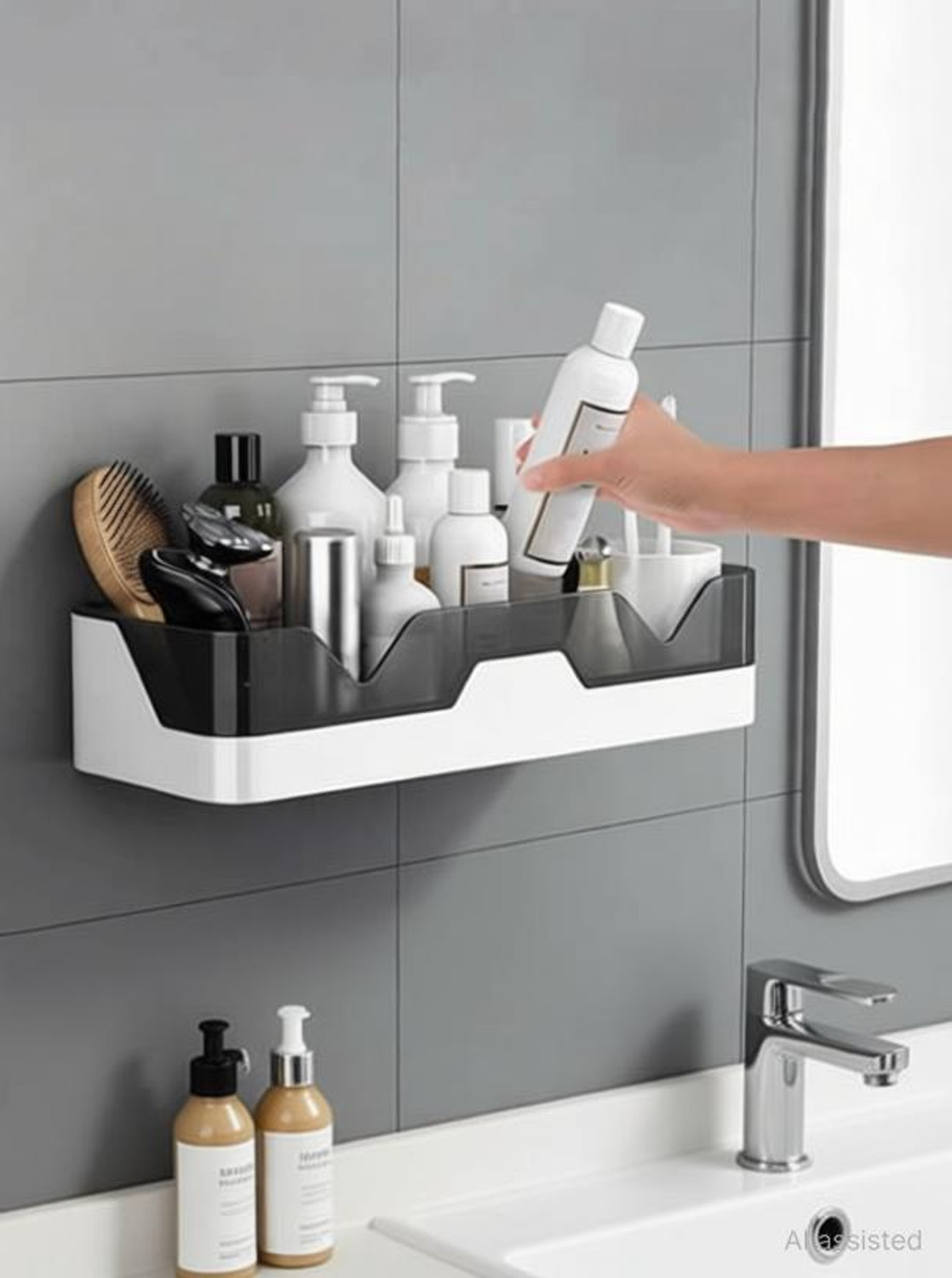 Image of iSTAR Self Adhesive Kitchen and Bathroom Wall Organizer Plastic Wall Shelf