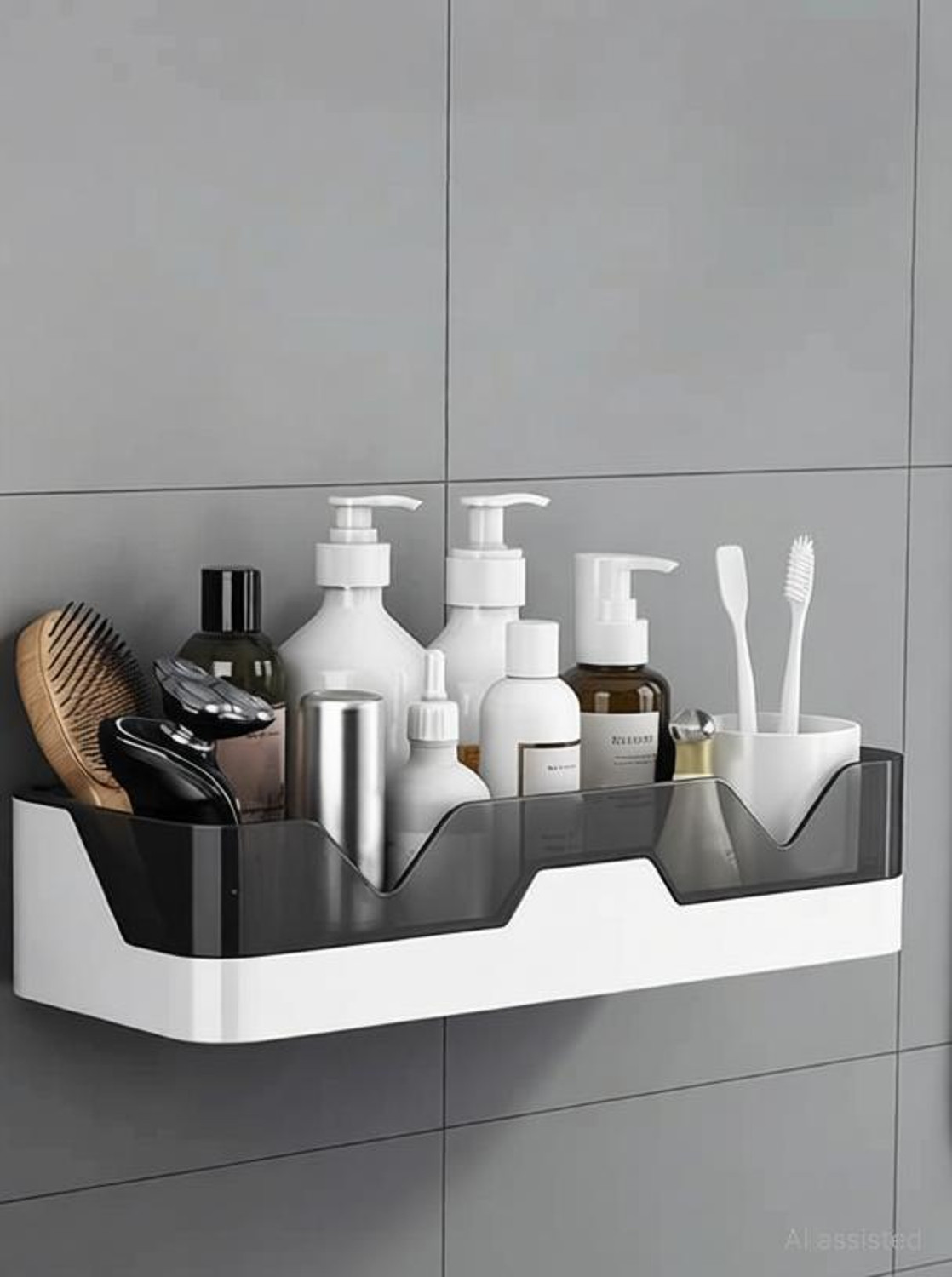 Image of iSTAR Self Adhesive Kitchen and Bathroom Wall Organizer Plastic Wall Shelf