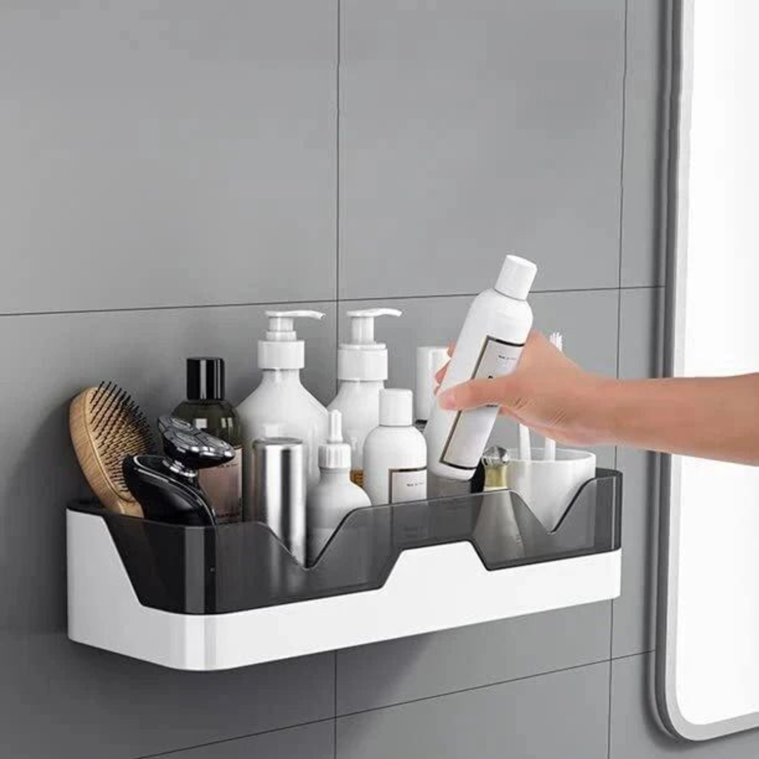 Image of iSTAR Self Adhesive Kitchen and Bathroom Wall Organizer Plastic Wall Shelf