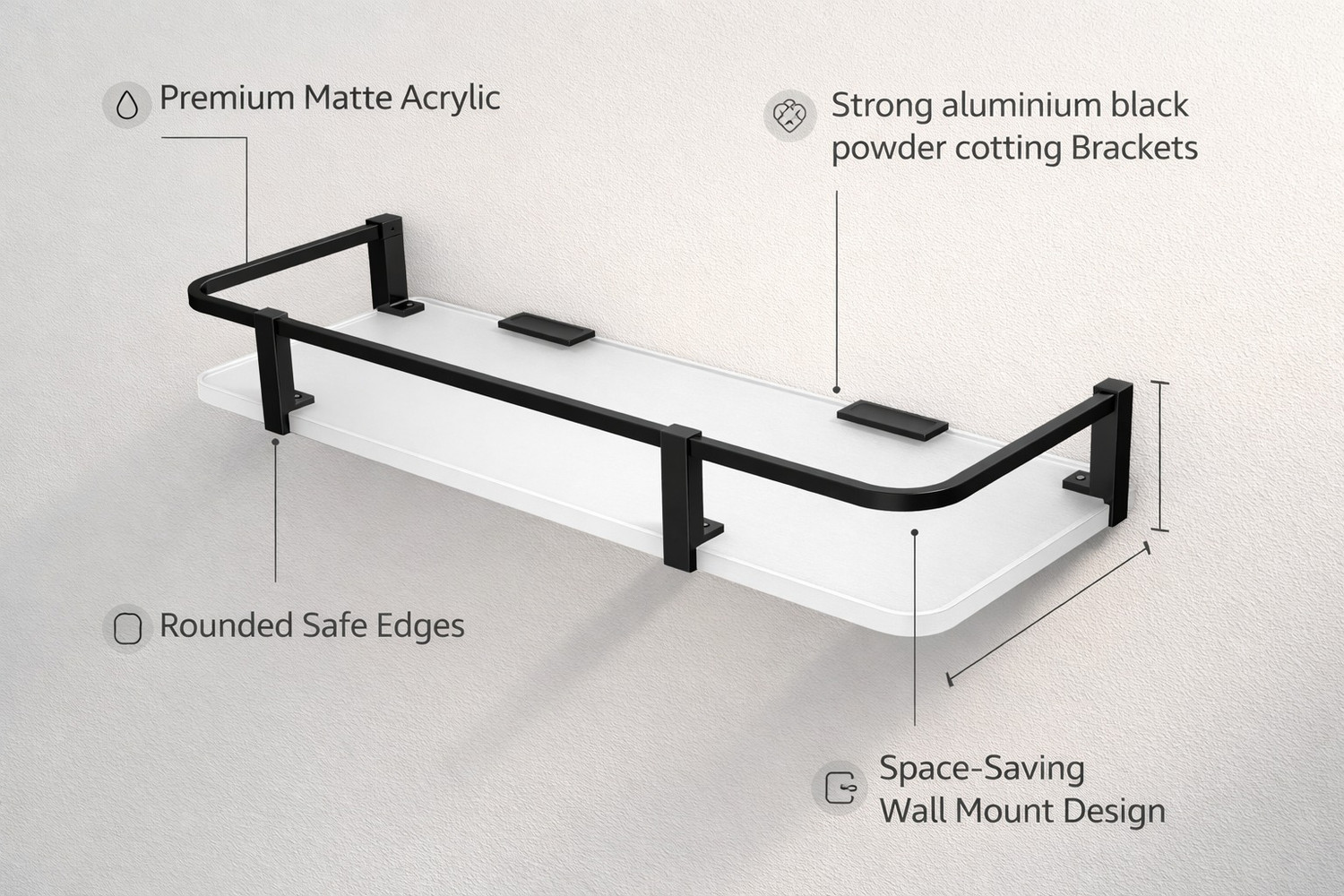 Image of Neelkanth premium acrylic wall shelf for bathroom wall Acrylic Wall Shelf