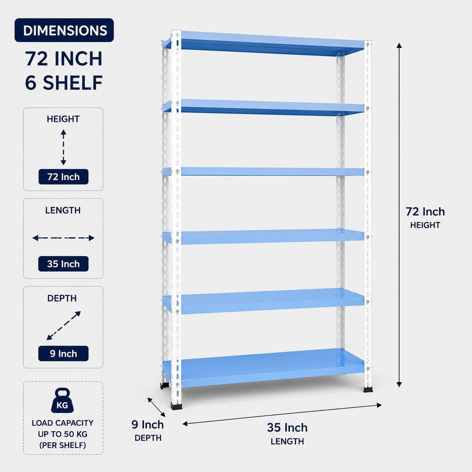 Image of Perfect Steel Traders 6 Shelf heavy Powder Coated Shelf Rack for Home Metal Organizer Iron Wall Shelf