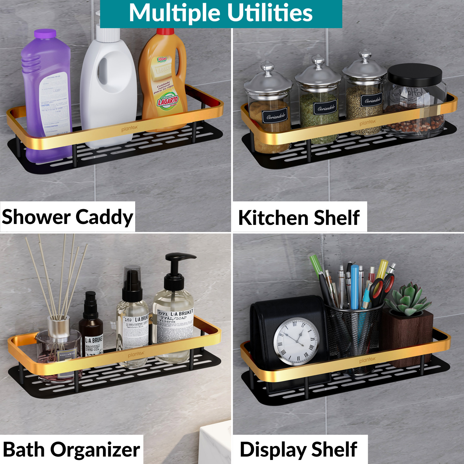Image of Plantex Aluminium, Stainless Steel Wall Shelf
