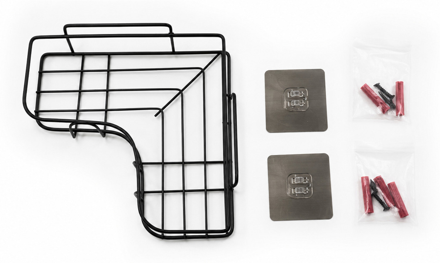 Image of Welkin Self-Adhesive Shelf /Storage Organizer for Bathroom and Kitchen Corner PACK OF 2 Iron Wall Shelf