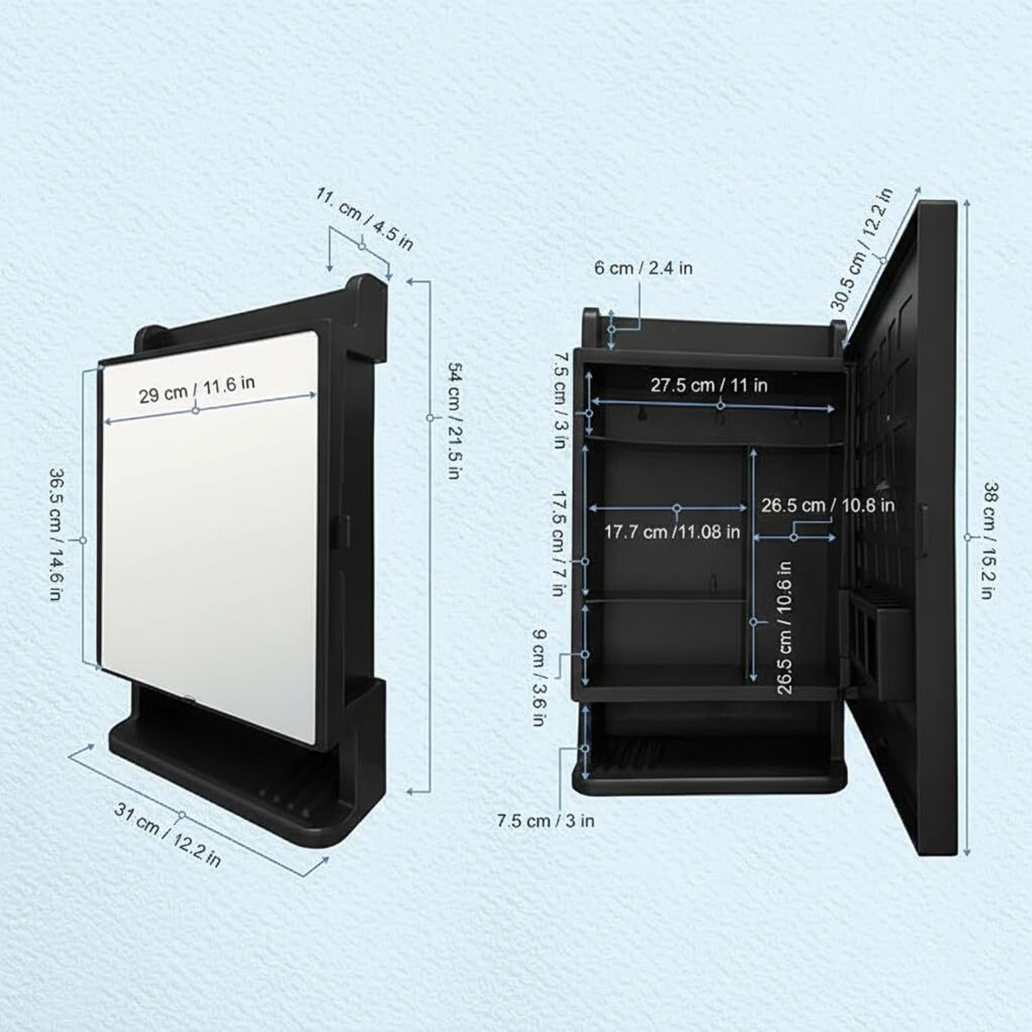 Image of URBAN CHOICE Saffire Black Polypropylene Wall Shelf