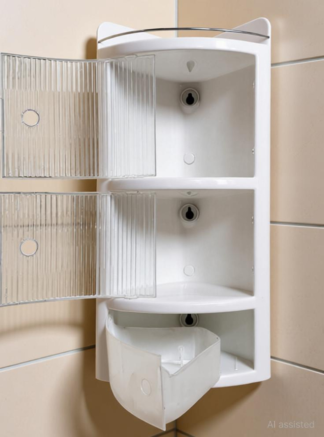 Image of Grace Fine Ware corner shelf bathroom rack storage organizer Plastic Wall Shelf
