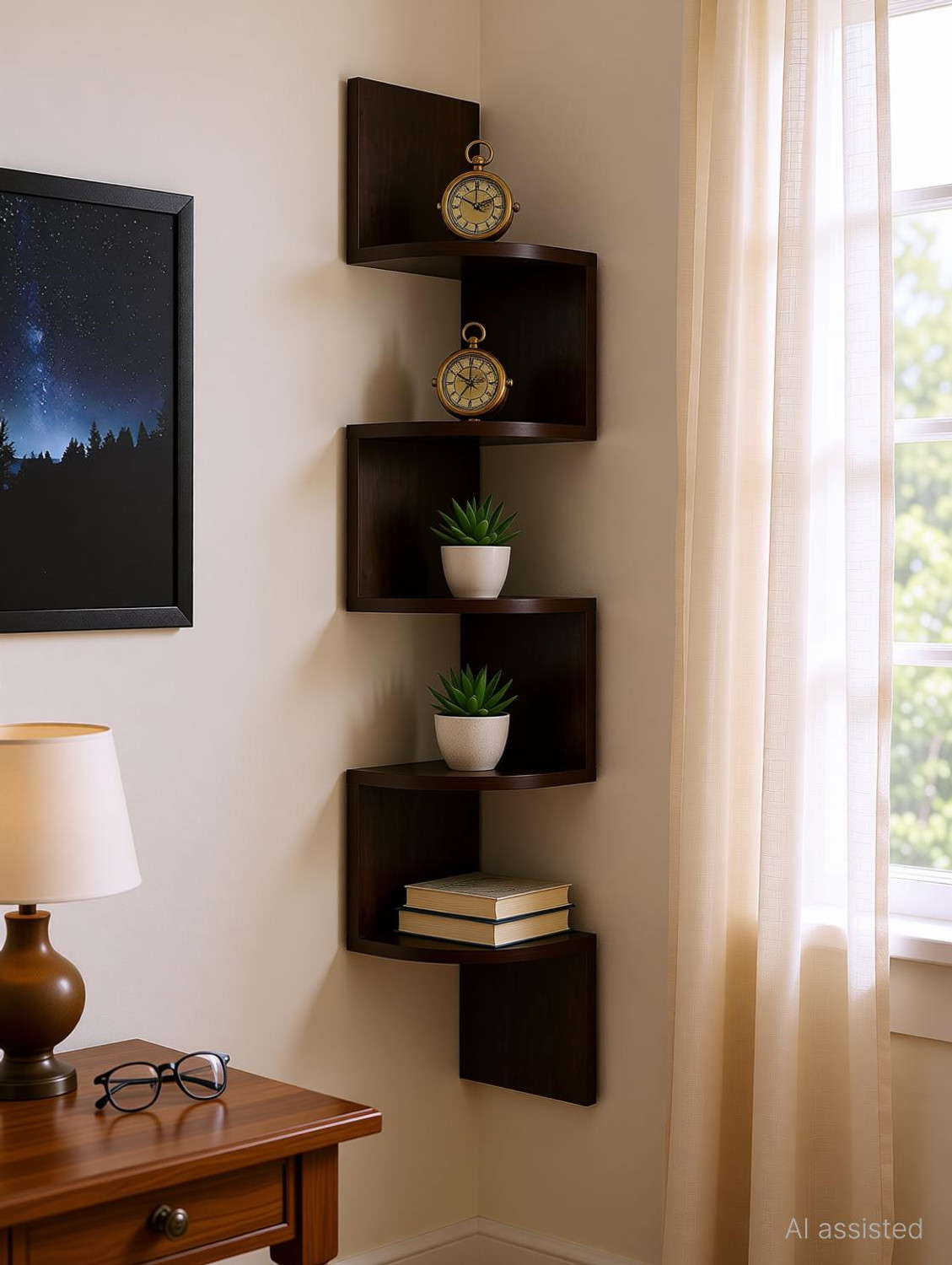 Image of EFA HANDICRAFTS Wooden Wall Shelf