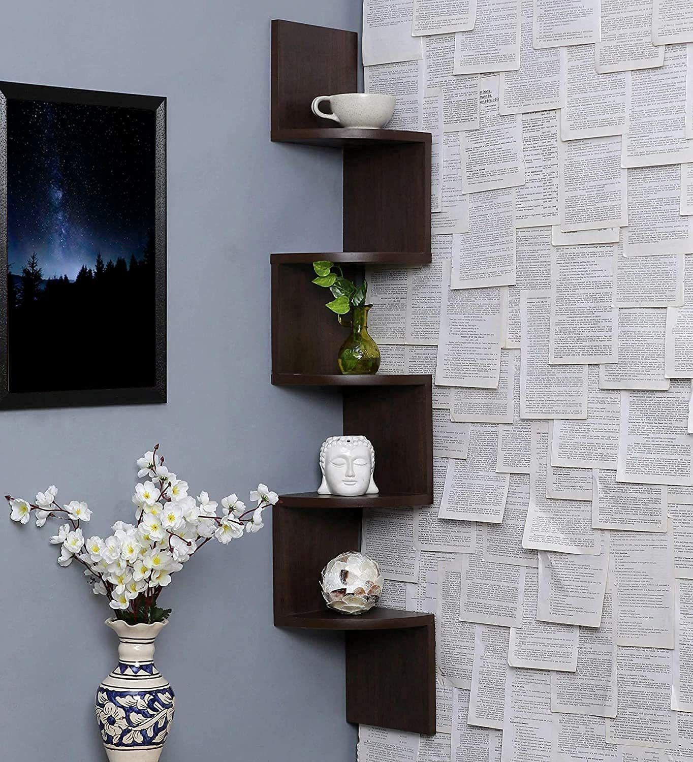 Image of EFA HANDICRAFTS Wooden Wall Shelf