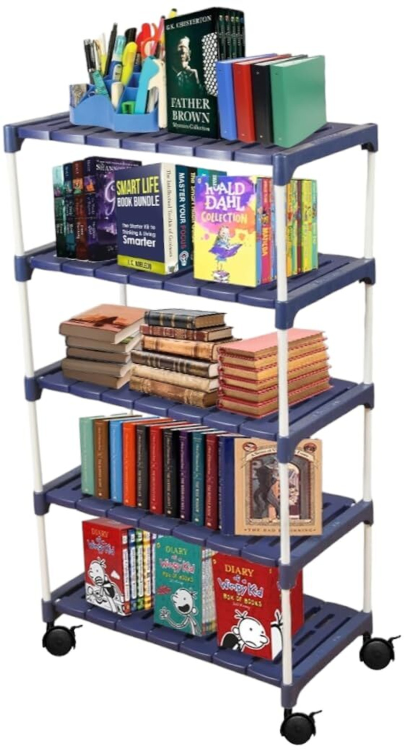 Image of Novatic 5-Tier With Wheel Multi- Kitchen Storage Rack, Book Stand, Floating Wall Shelves Iron Wall Shelf
