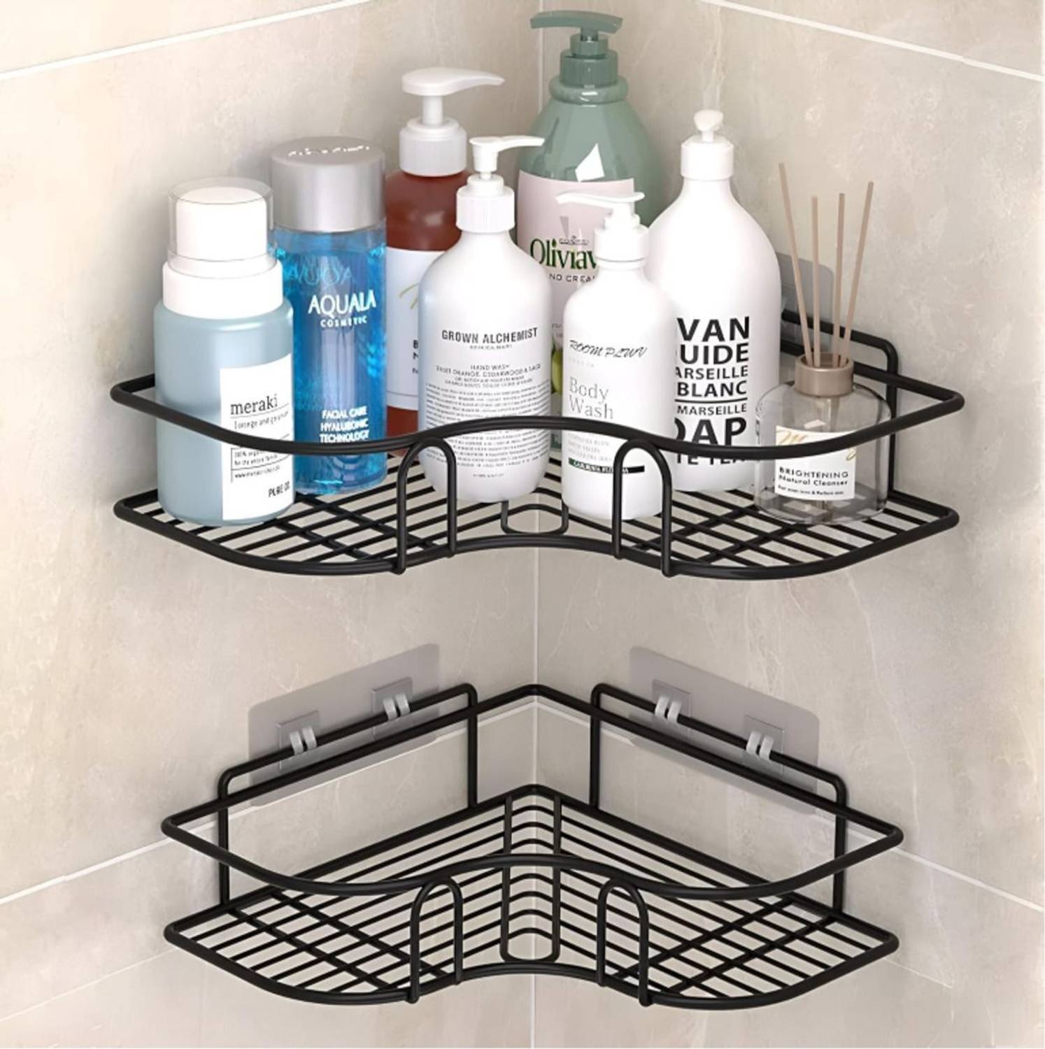 ALMORA Bathroom corner and rack for kitchen and bathroom accessories multi-use Iron Wall Shelf
