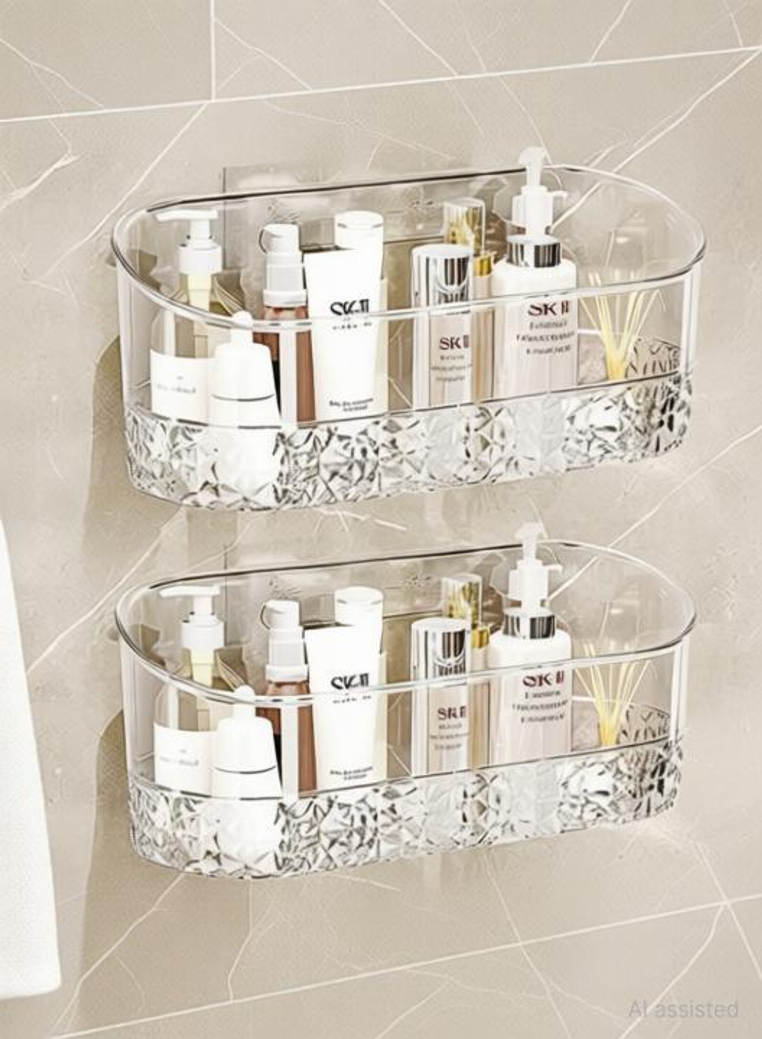 Image of Royal-Pro Bathroom Rack Shelf Self Adhesive Organiser Stand For wall Plastic Wall Shelf