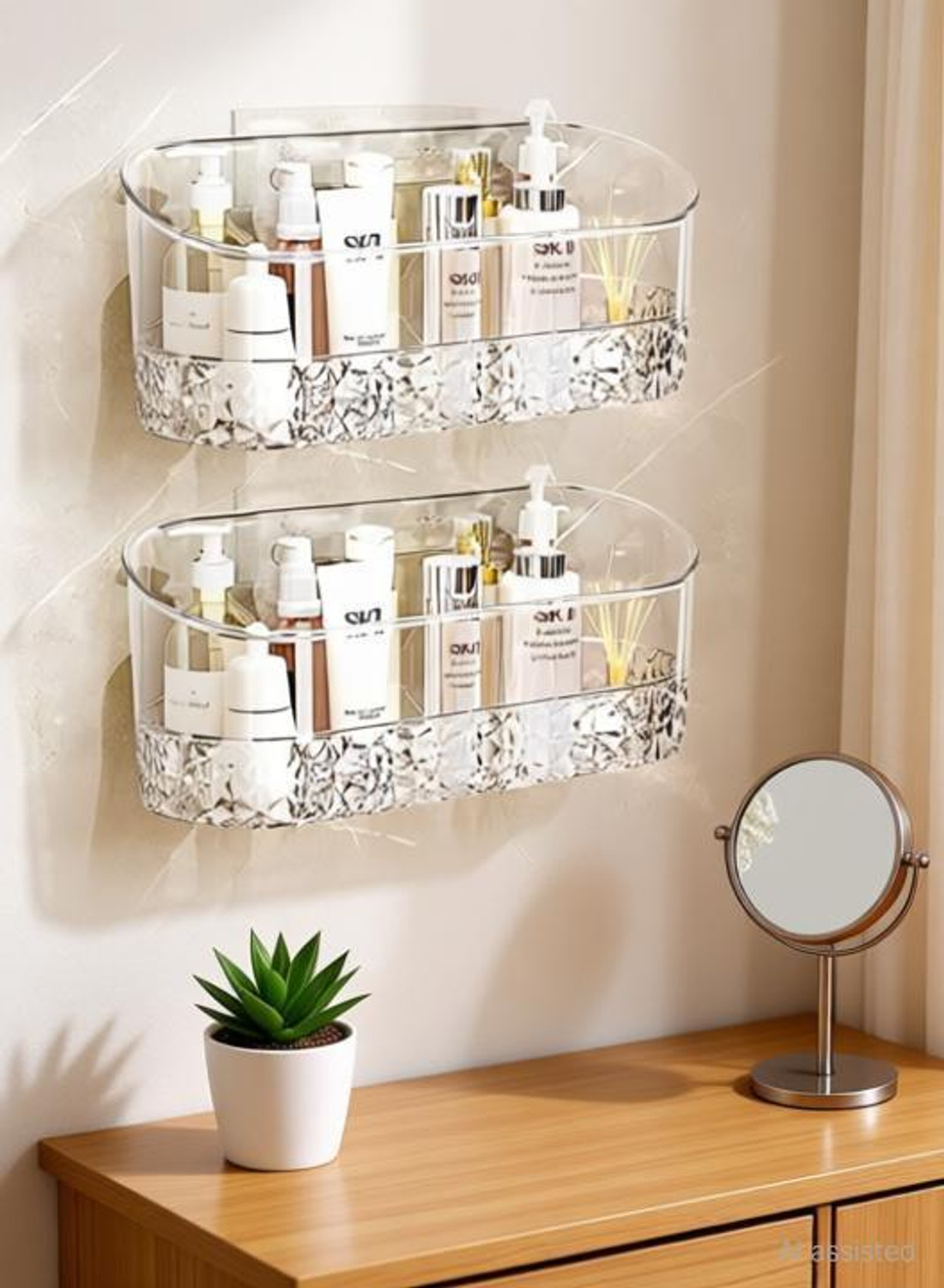 Image of Royal-Pro Bathroom Rack Shelf Self Adhesive Organiser Stand For wall Plastic Wall Shelf
