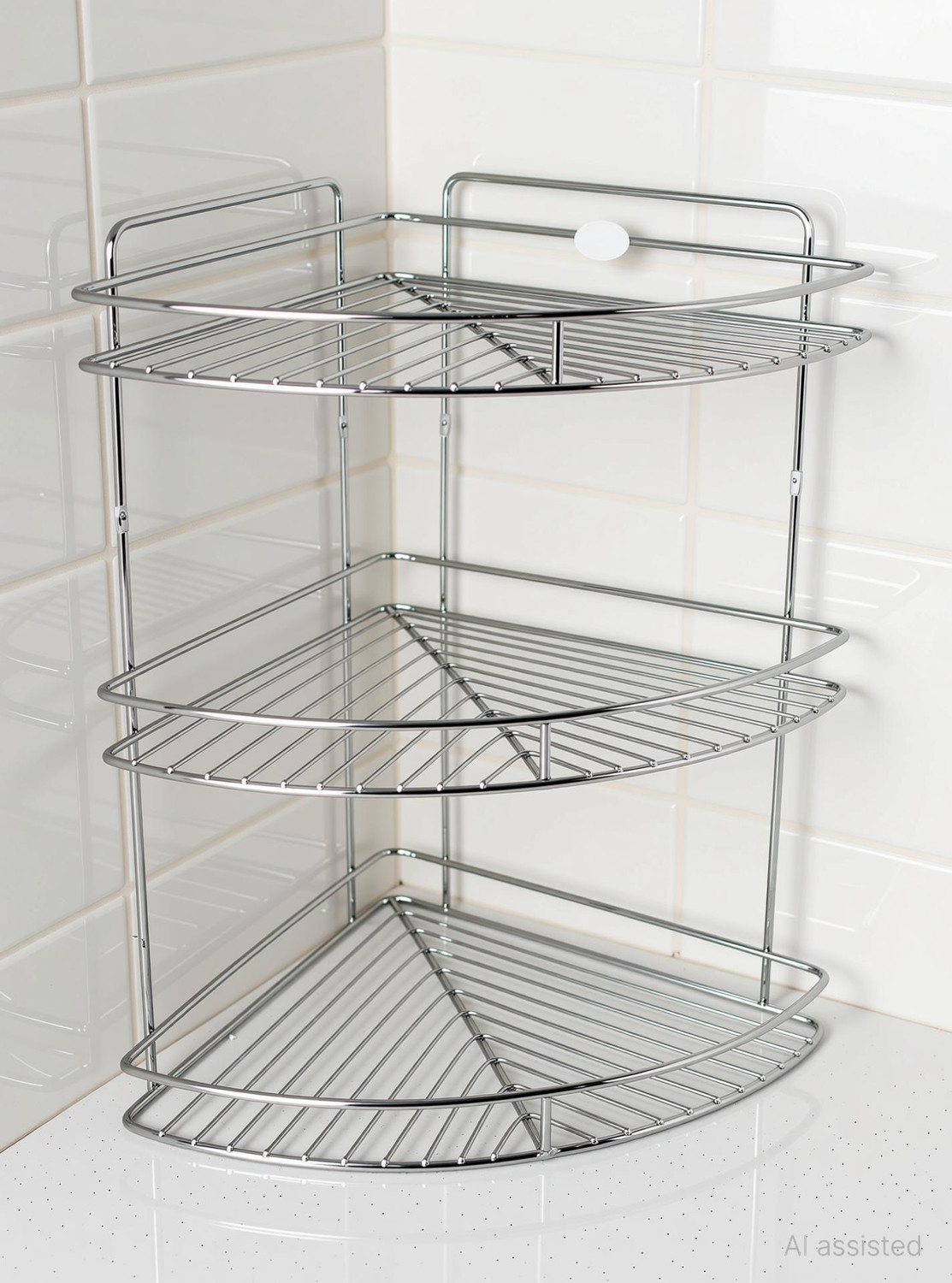 Image of Kitchen Design CORNER 3 SHELF 12 INCHES Stainless Steel Wall Shelf (Number of Shelves - 3, Silver)