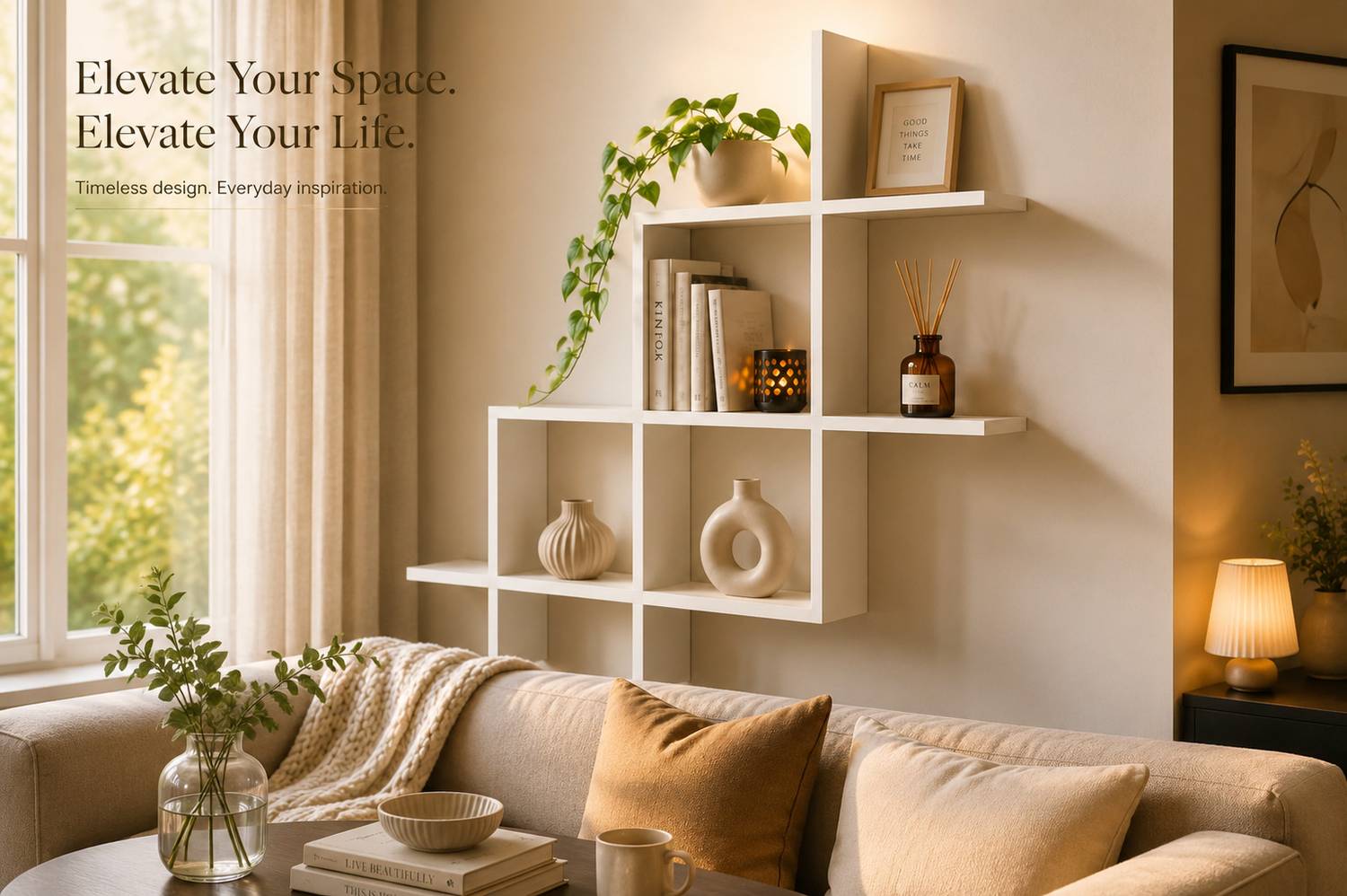 SSCRAFTSHOUSE Modern Wooden Wall Shelf - Image 1