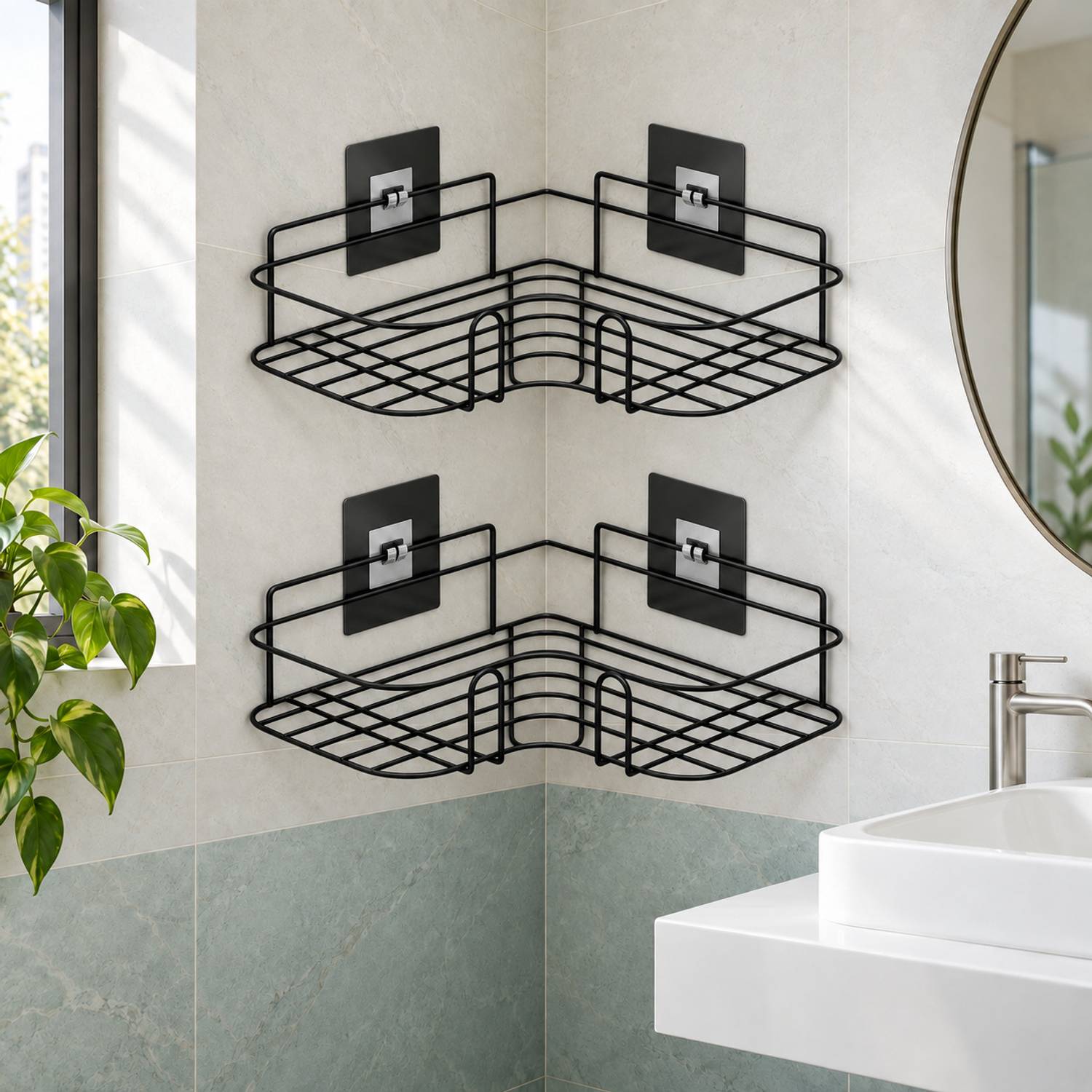 ALMORA Bathroom organizer / Bathroom accessories storage/Kitchen rack Iron Wall Shelf