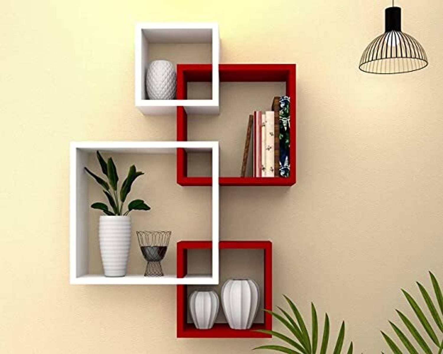 PraPooCraft Wooden Intersecting Wall Shelves for Living Room, Bed