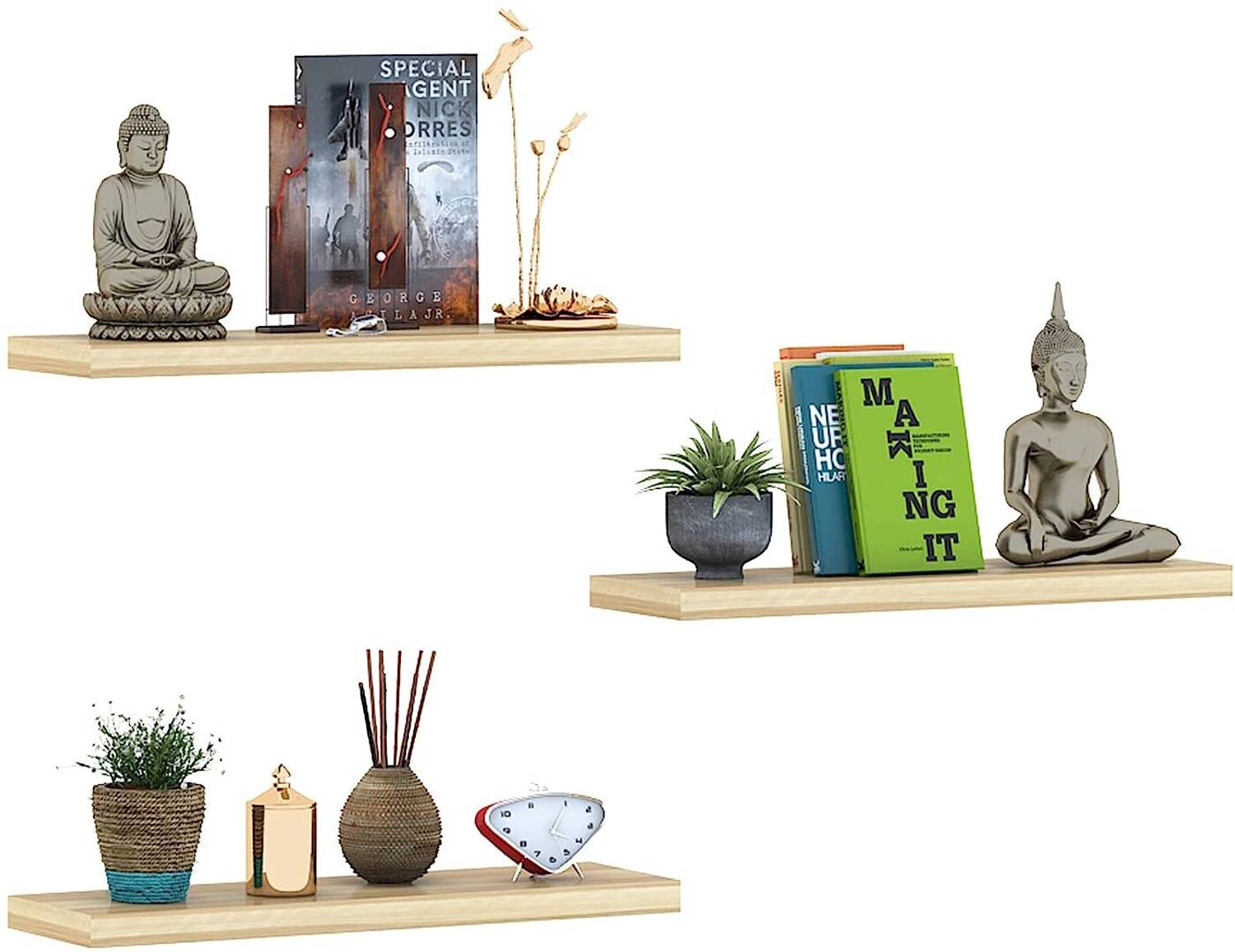 kassar WOODEN SELF HOME DECORATION 3 FATTI FOR ROOME DECORETON MD