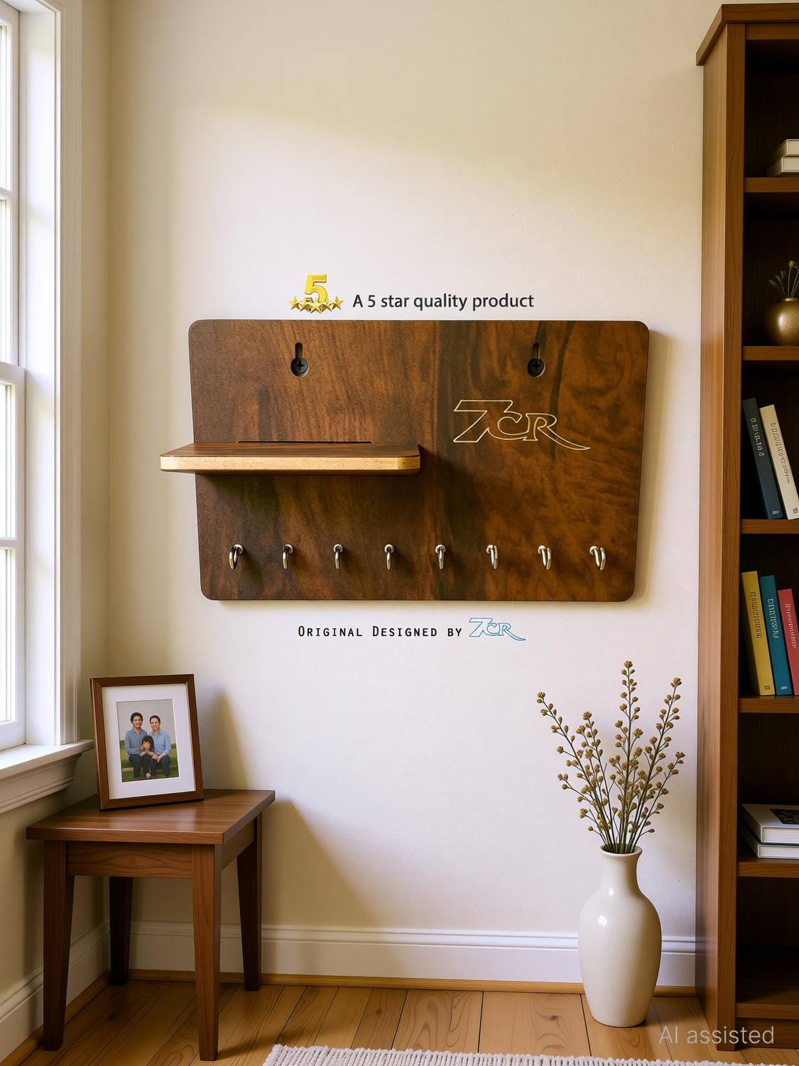 7CR H-Wall Shelf butternut(WB)-26 Wooden Wall Shelf