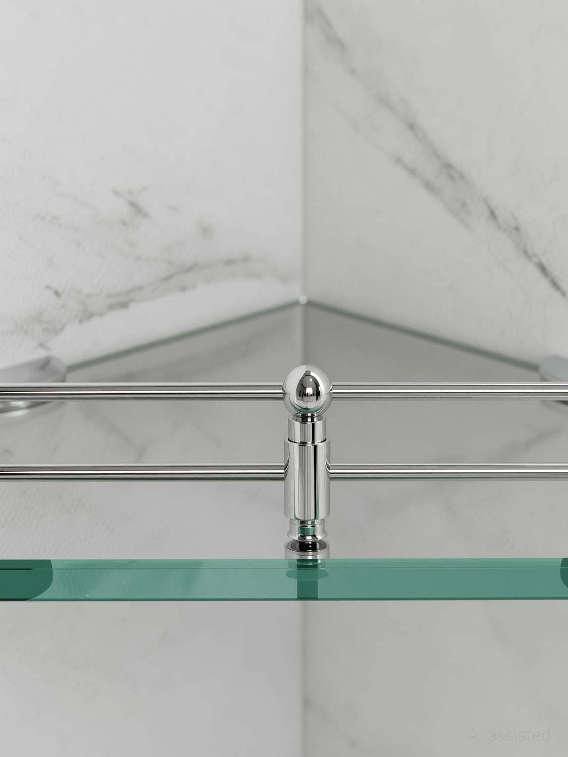 Image of Plantex Premium Diamond Glass Corner Shelf for Bathroom /Kitchen Shelf /Bathroom Accessories(9x9 Inches) Glass Wall Shelf