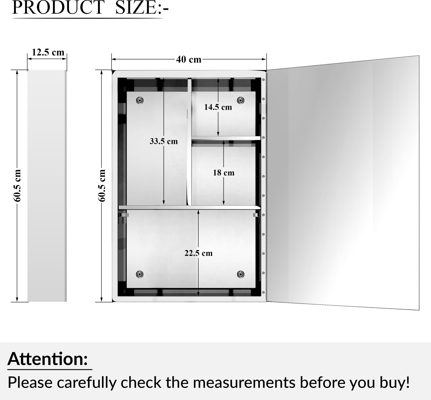 Image of Plantex Platinum 304 Stainless Steel Bathroom Cabinet with Mirror Door (16 X 24 Inches) Steel Wall Shelf