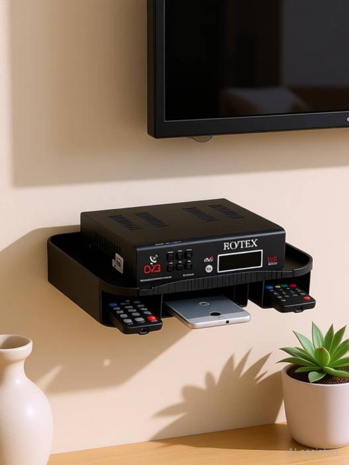 Fivean Set Top Box Wall Mount Stand with Remote Holder
