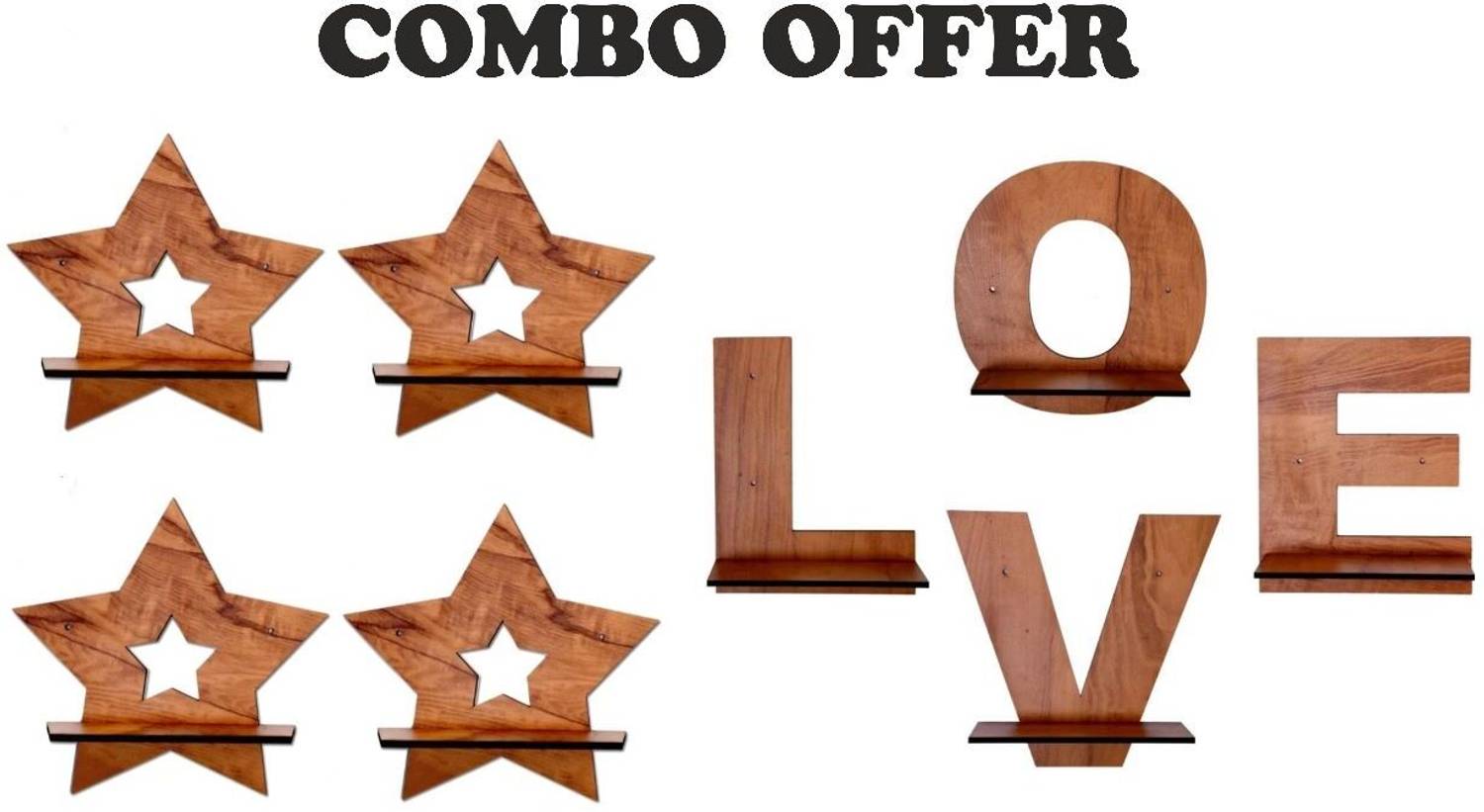 aoraki love &star combo pot stand Wooden Wall Shelf