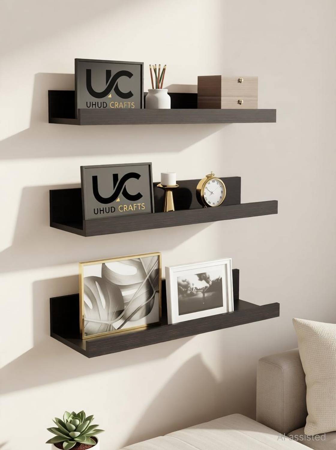 UHUD CRAFTS Floating Wall Shelves, Wall Mounted Storage Shelf for