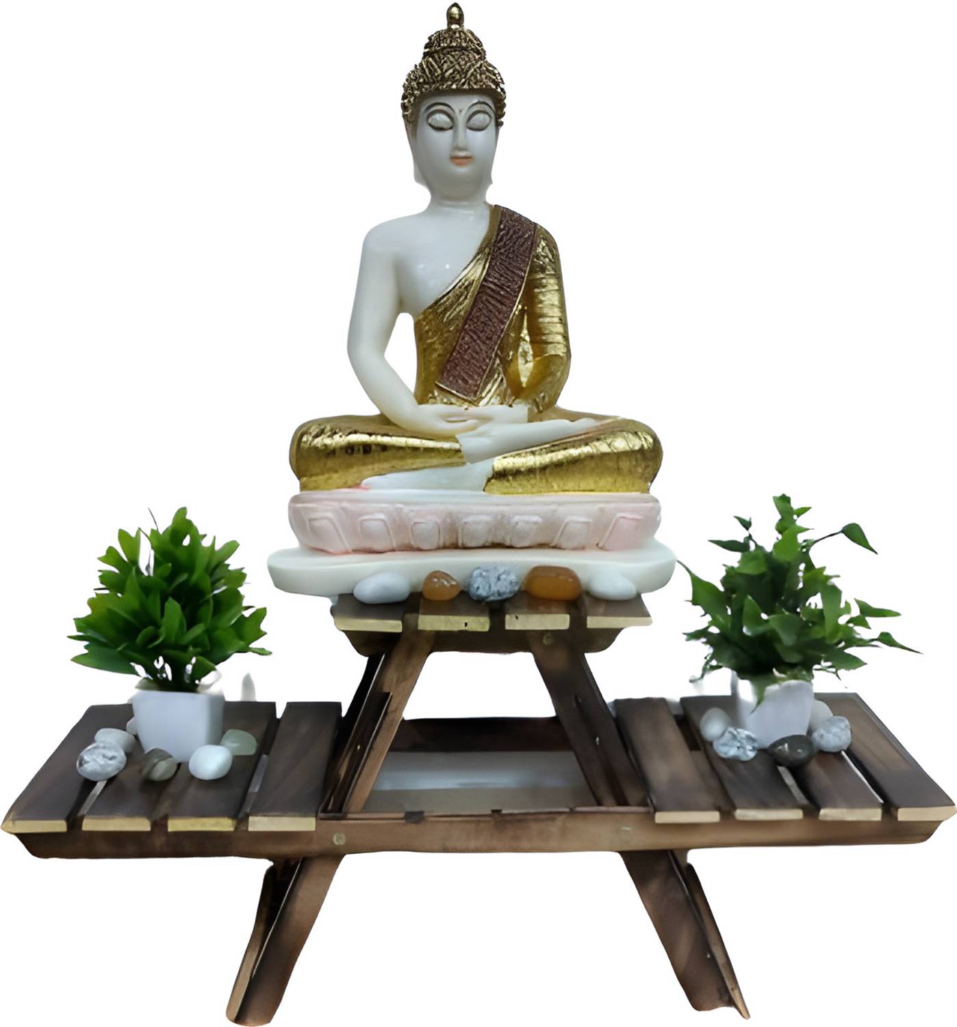 Doon Furniture House Wooden Folding Flower Pot/Vase Side Stand -