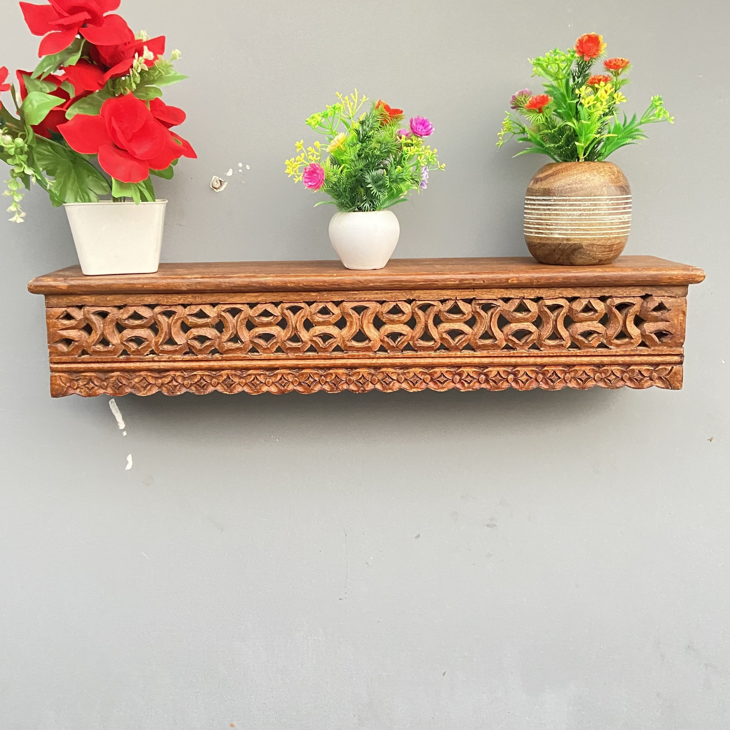 Image of ONLINECRAFTS wooden wall shelf bracket pp 24x5x5 inch Wooden Wall Shelf