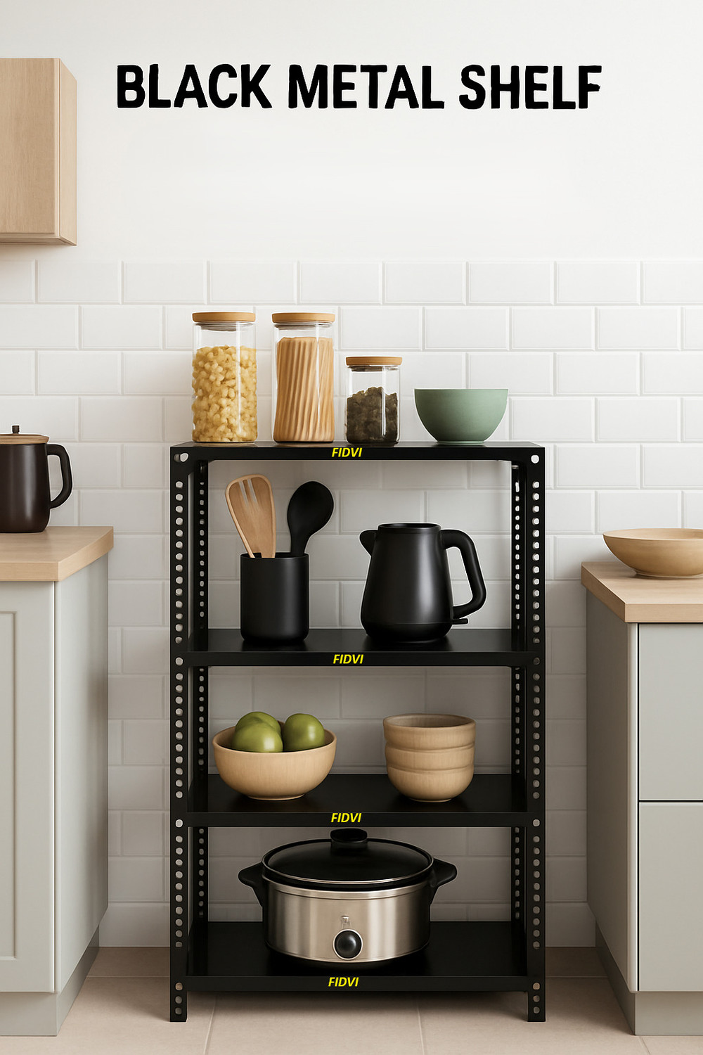 Image of FIDVI Slotted Angle CRC Sheet 4 Shelves Multipurpose Storage Rack Metal Open Book Shelf