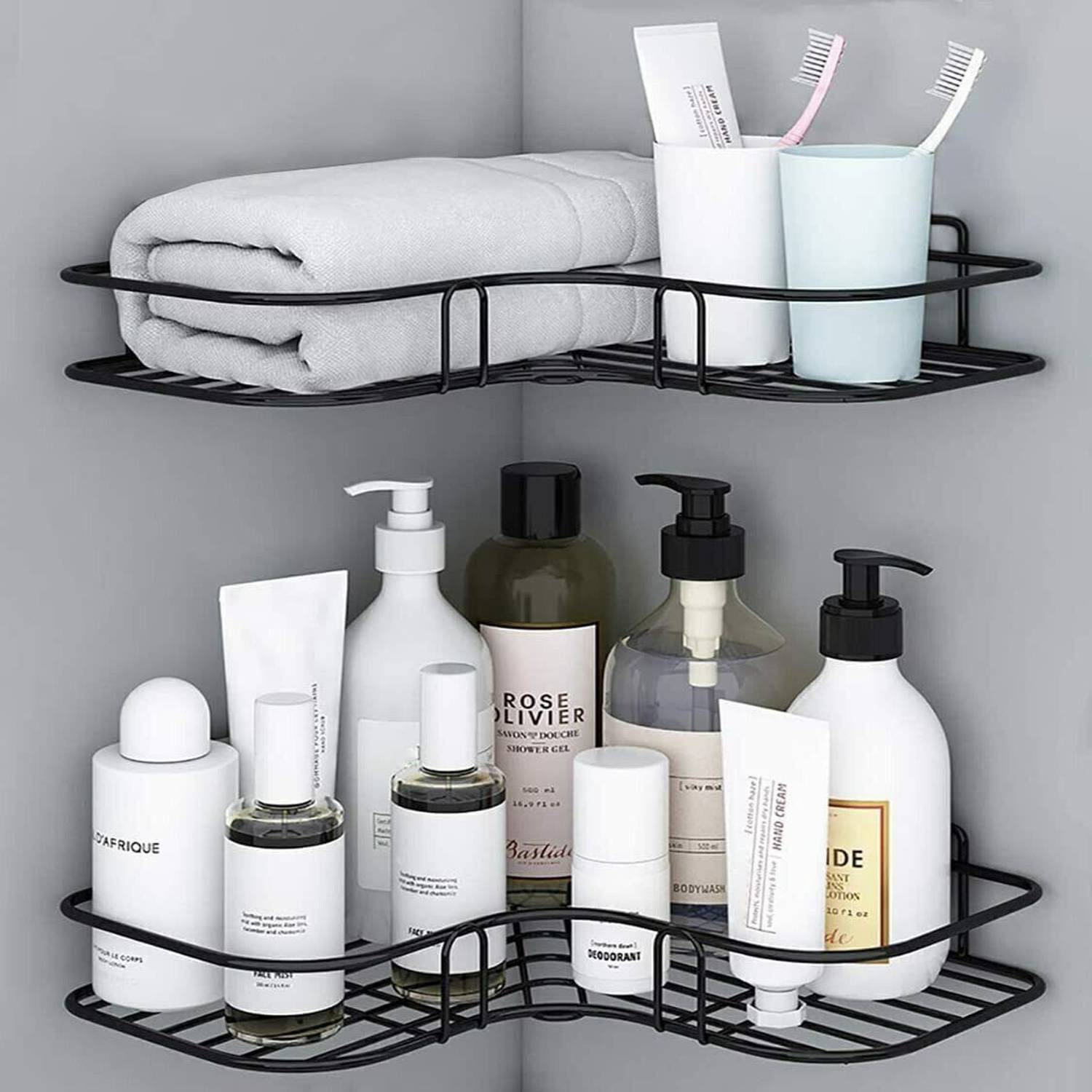 Frap 2-Tier Black Iron Bathroom Shelf - Image 5