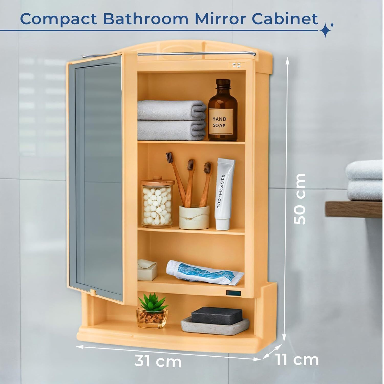 Image of LUPPRA Multipurpose Bathroom & Bedroom Wall Cabinet mirror Plastic Dressing Table