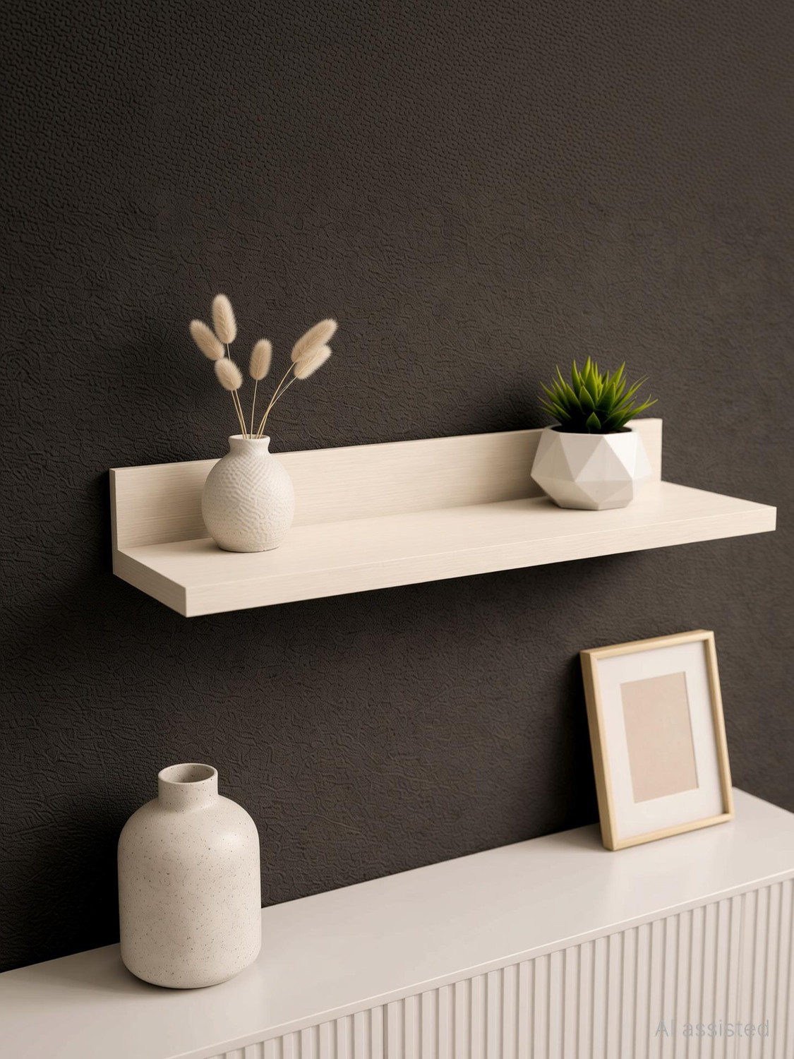 Image of Nexwooddecor Wall Mounted Shelf Floating Hanging Shelf for Display and Room Organization Particle Board Wall Shelf (Number of Shelves - 1, White)