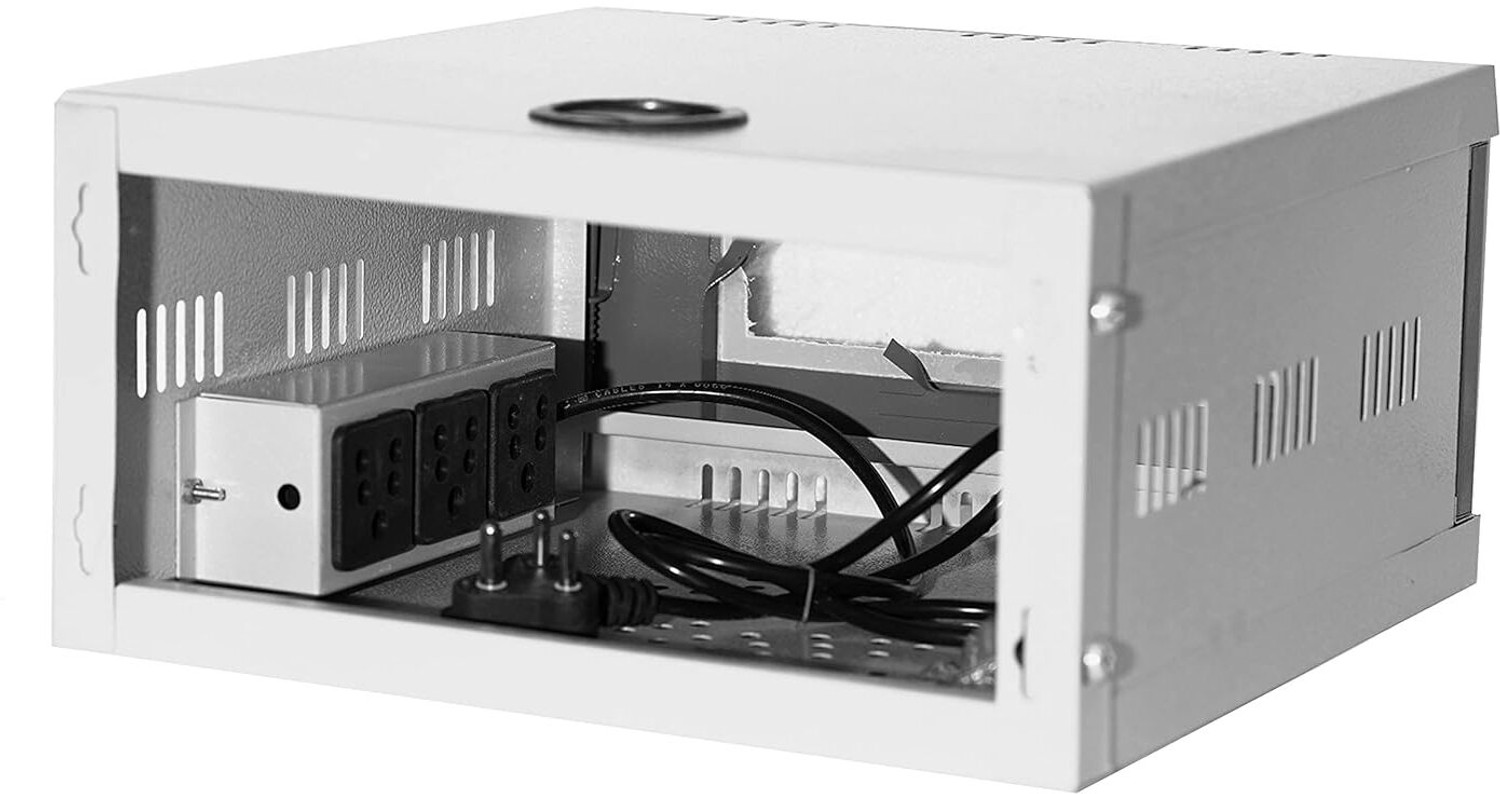Image of YASHVI CCTV Cabinet Box /DVR Rack Wall Mount with Lock /Server Rack with Power Socket Iron Wall Shelf