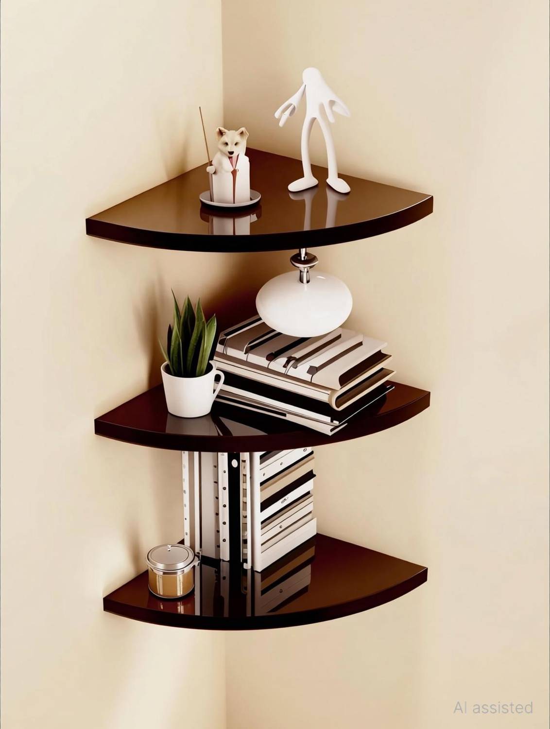 Artival Crafts Elegant Wooden MDF Corner Shelf for Stylish & Space-Saving Home Organization" MDF (Medium Density Fiber) Wall Shelf