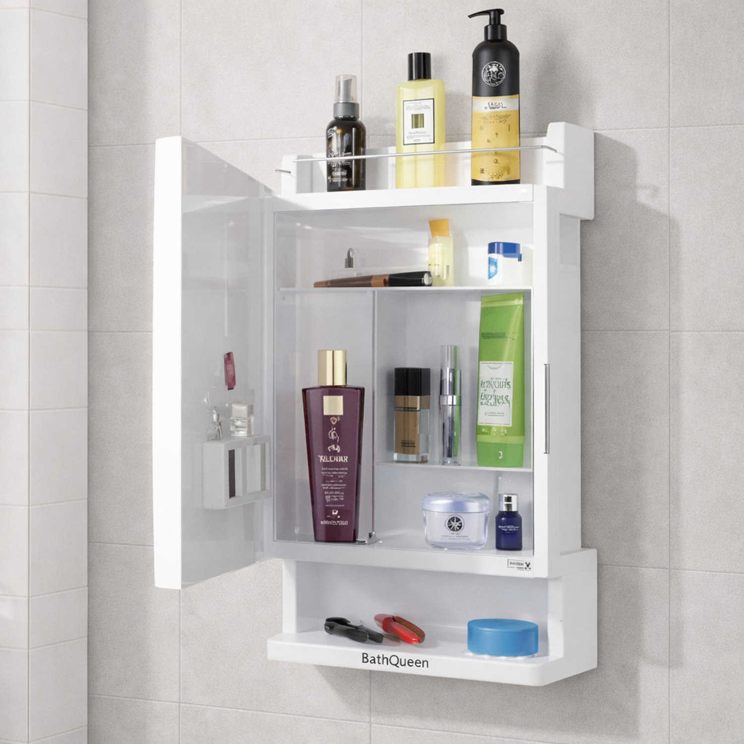 Image of ICONPLUS MC00112 Glass, Plastic, Steel, Crystal Wall Shelf