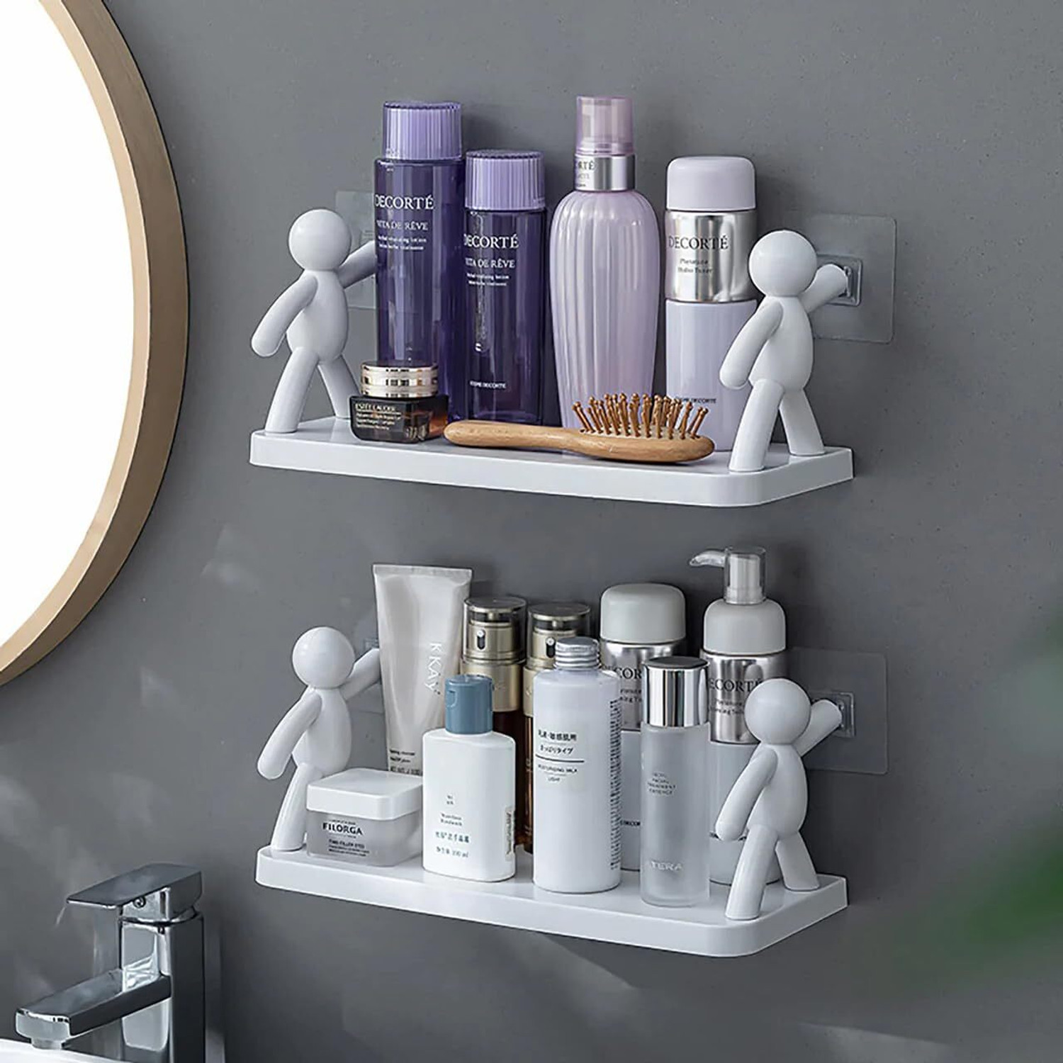 Image of WORA 2 pc Home Decore Living Room Decoration Plastic Wall Shelf Plastic Wall Shelf