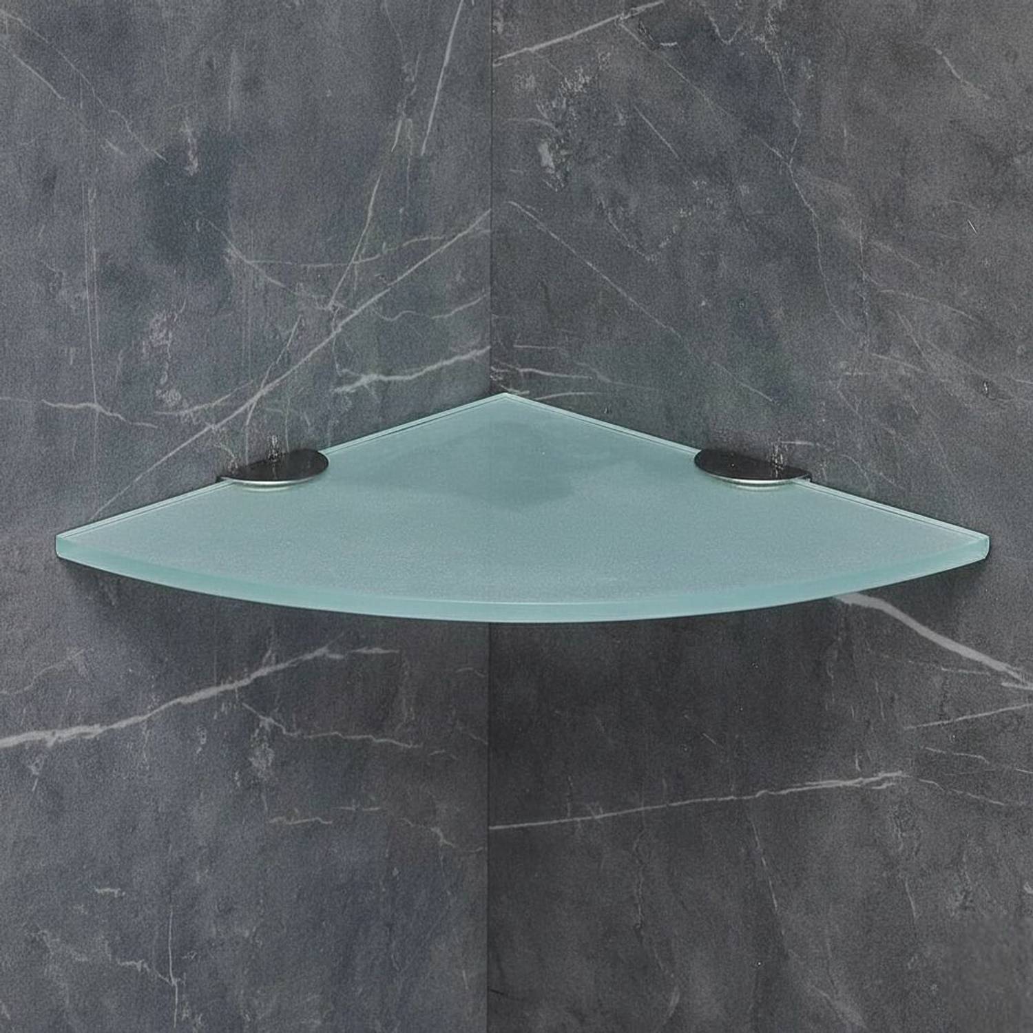 Auraview Without Railing Corner Round 9x9 inch Shelf 1 Frosted Glass Wall Shelf