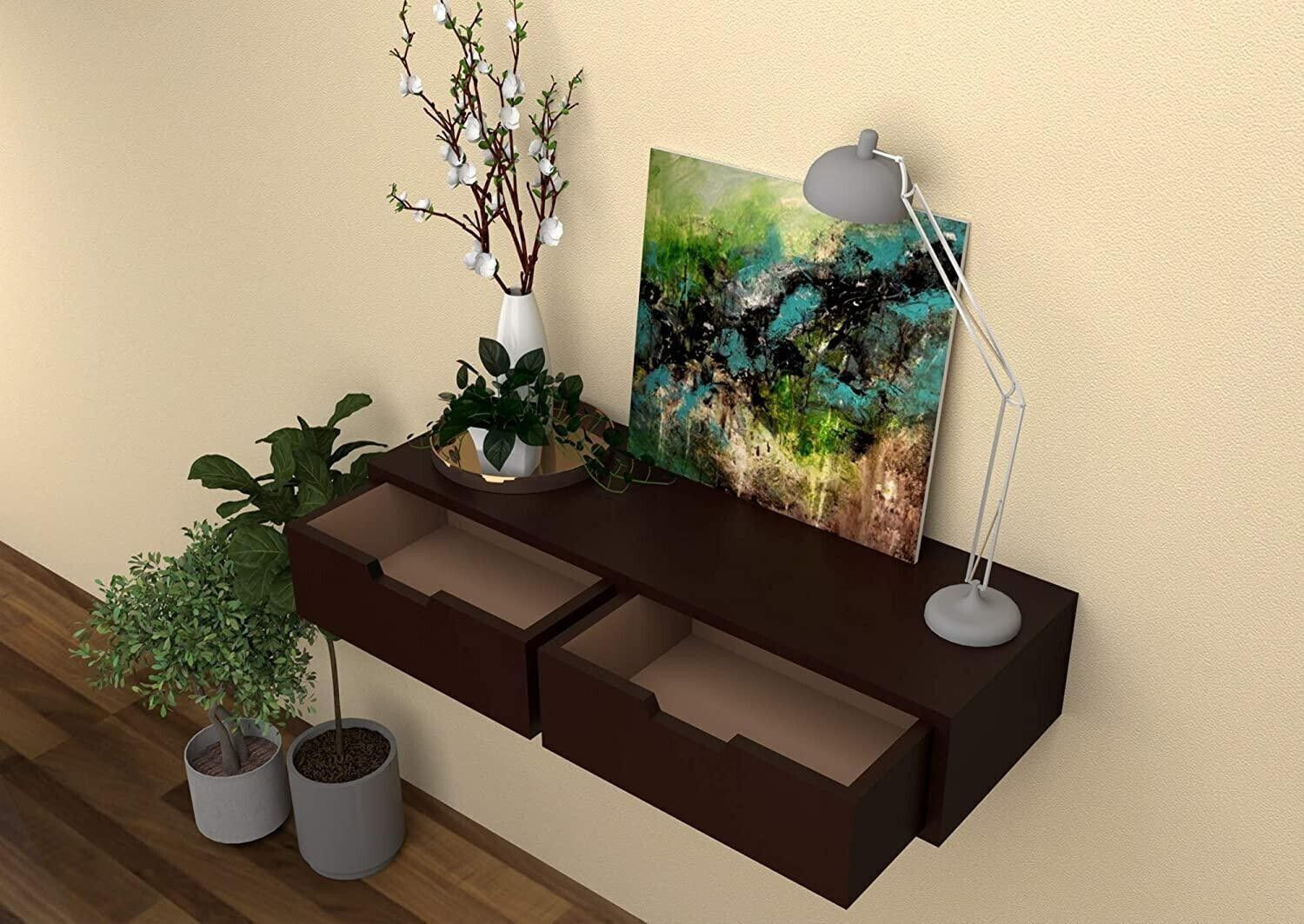 Image of Amaze Shoppee Exclusively Launched Engineered Wood Wall Shelf with Drawer for Living Room Wooden Wall Shelf