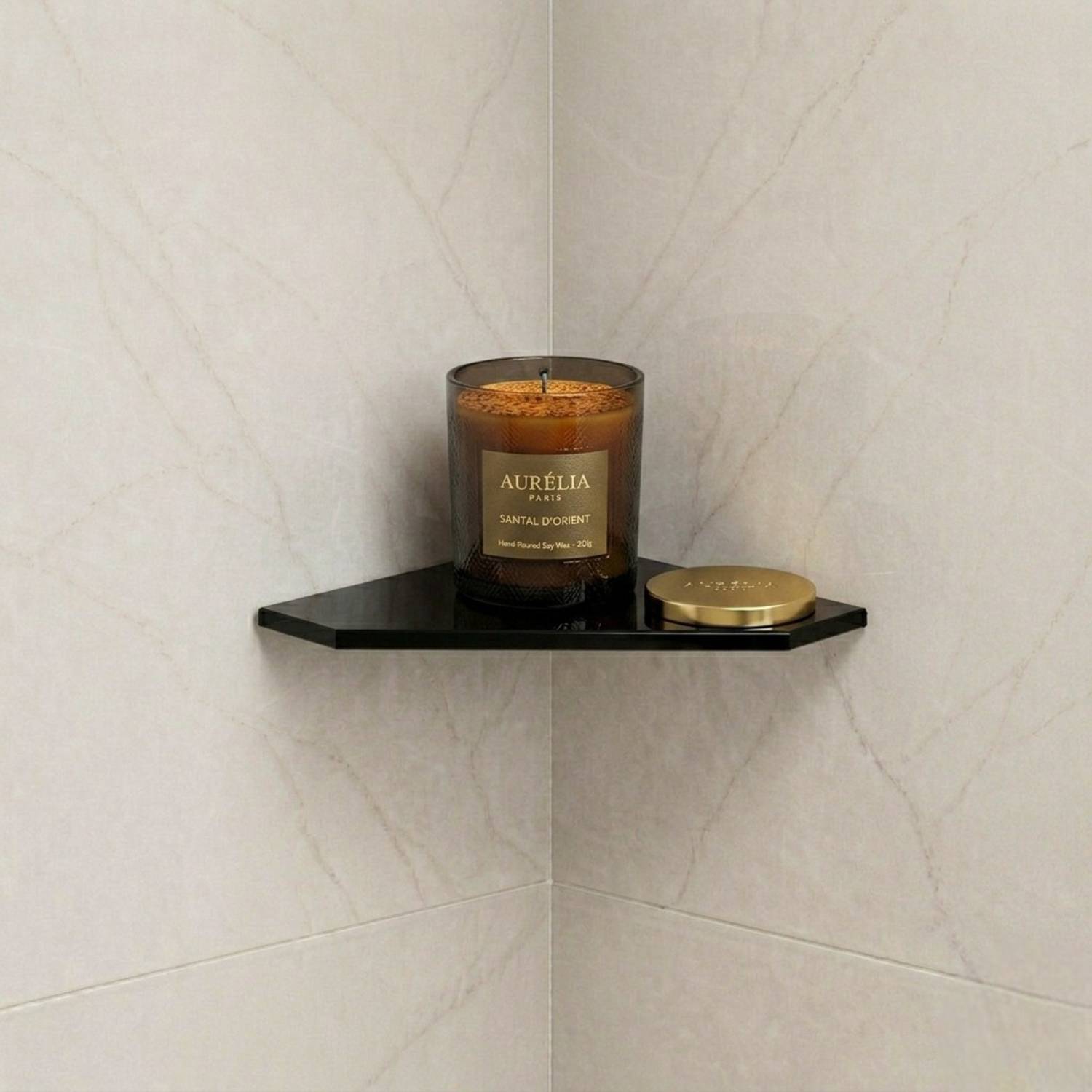Auraview Without Railing Diamond 6x6 inch Shelf 1 black Glass Wall Shelf