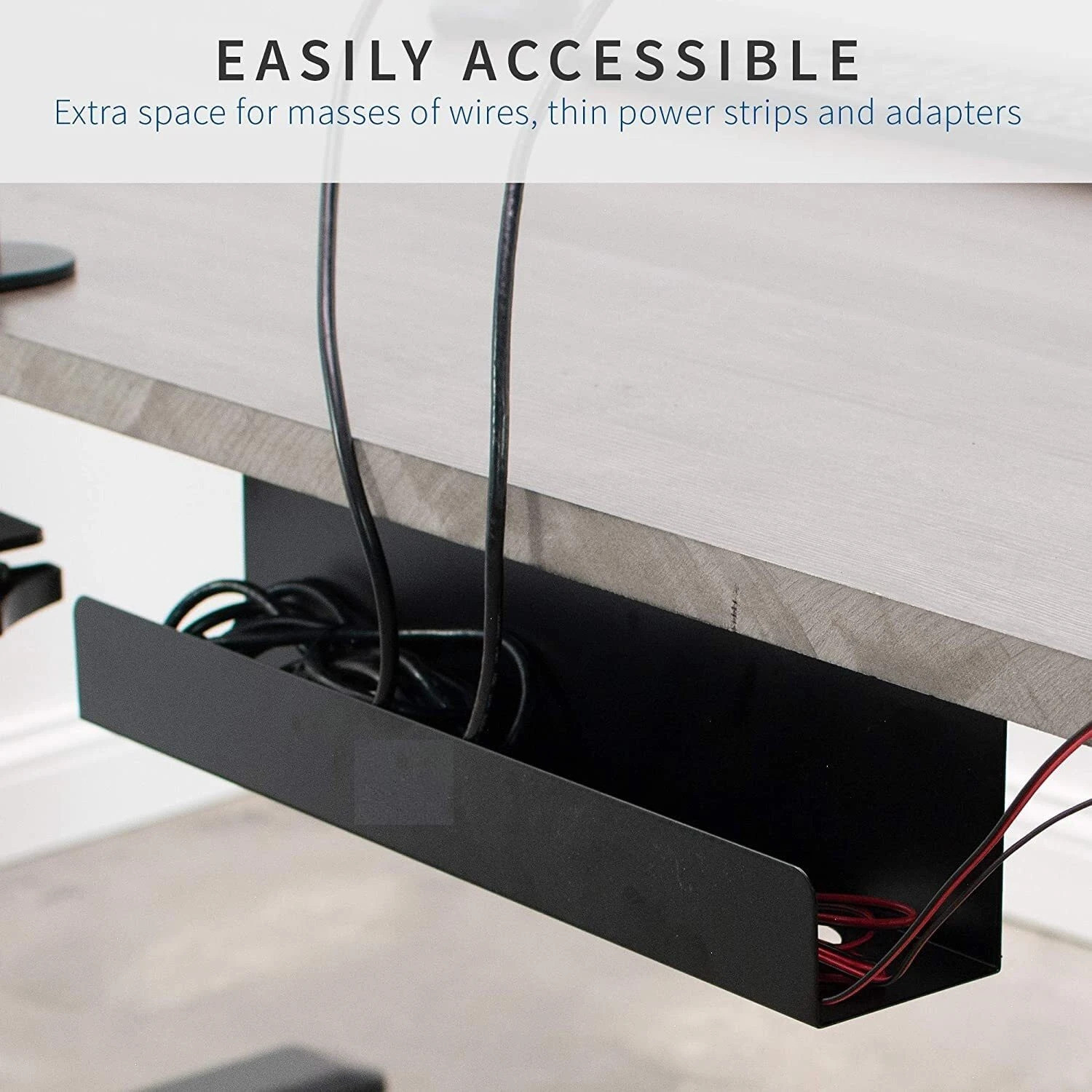Image of MAXSERA MAXSERA Under Desk Cable Tray for Wire Management Stainless Steel Wall Shelf