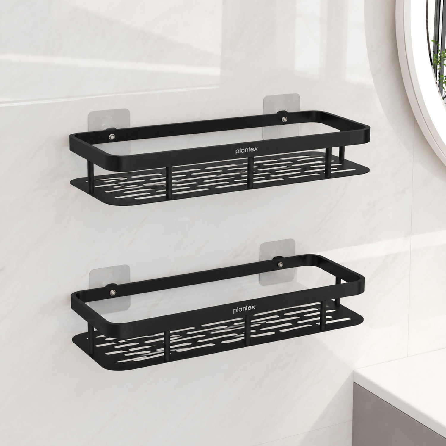 Image of Plantex Shelf for Bathroom /Multipurpose Shelf /Self-Adhesive Shelf for Home /Office(12x5) Aluminium, Stainless Steel Wall Shelf
