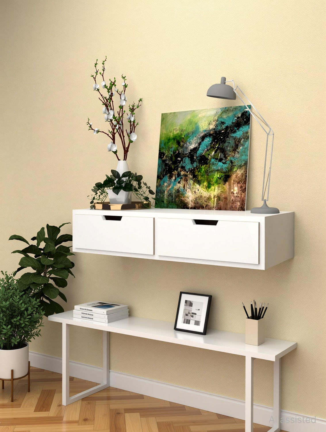 Image of Amaze Shoppee Wall Shelf with Drawer for Living Room , Storage and Home Decorative Items MDF (Medium Density Fiber) Wall Shelf