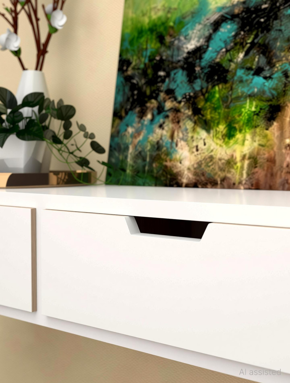 Image of Amaze Shoppee Wall Shelf with Drawer for Living Room , Storage and Home Decorative Items MDF (Medium Density Fiber) Wall Shelf