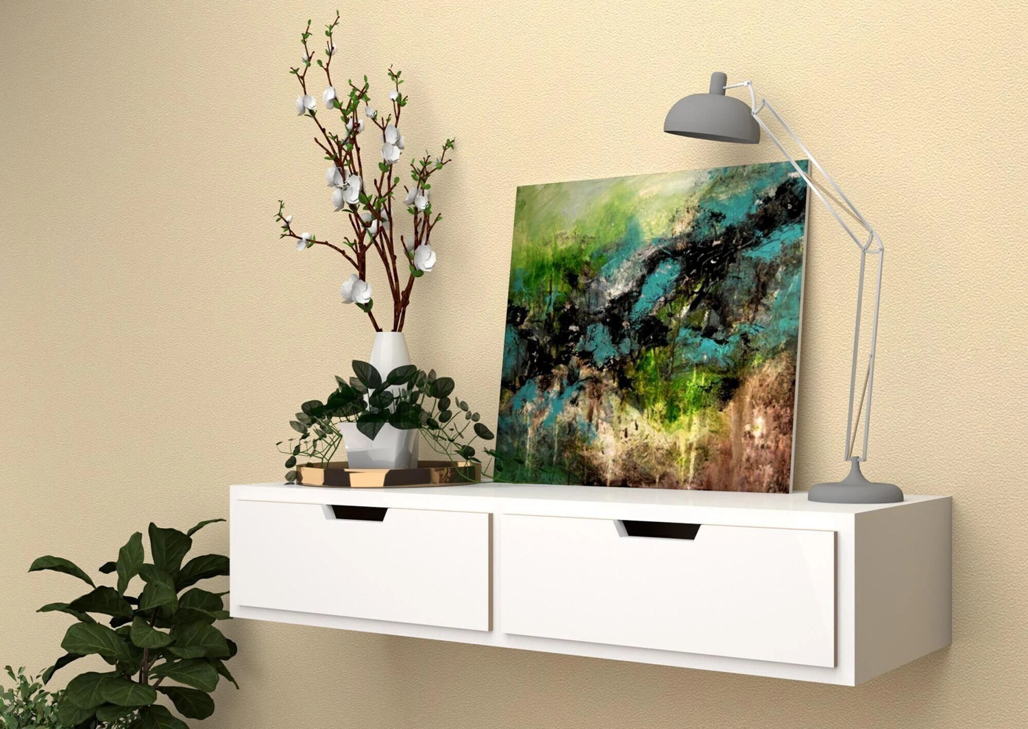 Image of Amaze Shoppee Wall Shelf with Drawer for Living Room , Storage and Home Decorative Items MDF (Medium Density Fiber) Wall Shelf
