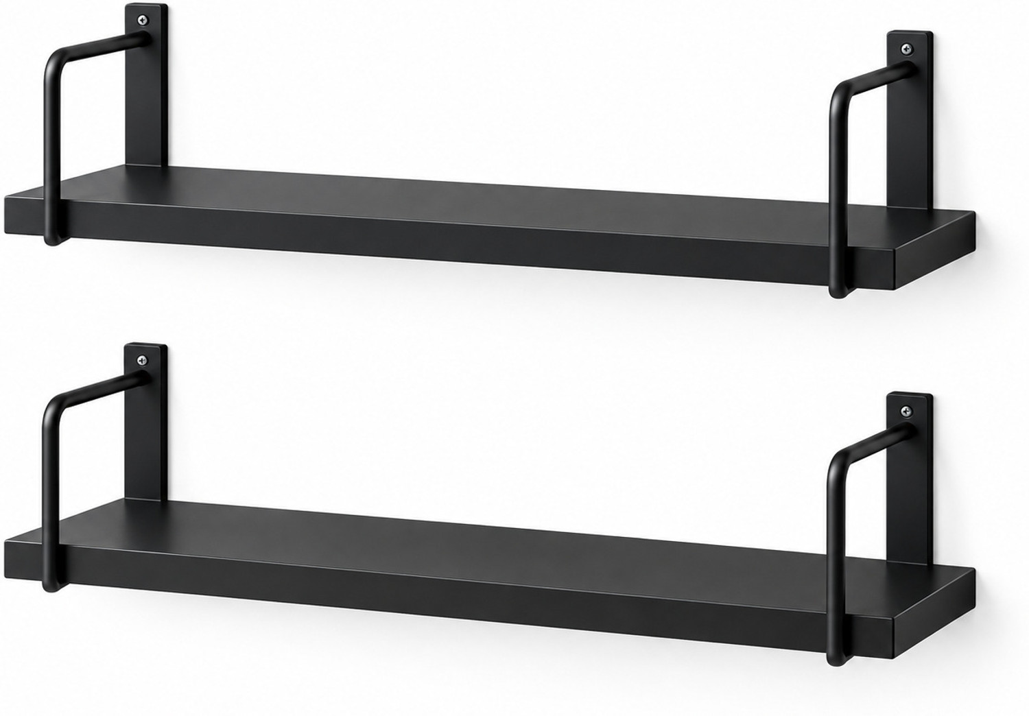 Image of NDS Steel 2 Tier Wall Mounted Shelf with Metal Frame for Living Room & Home Decor Wooden Wall Shelf