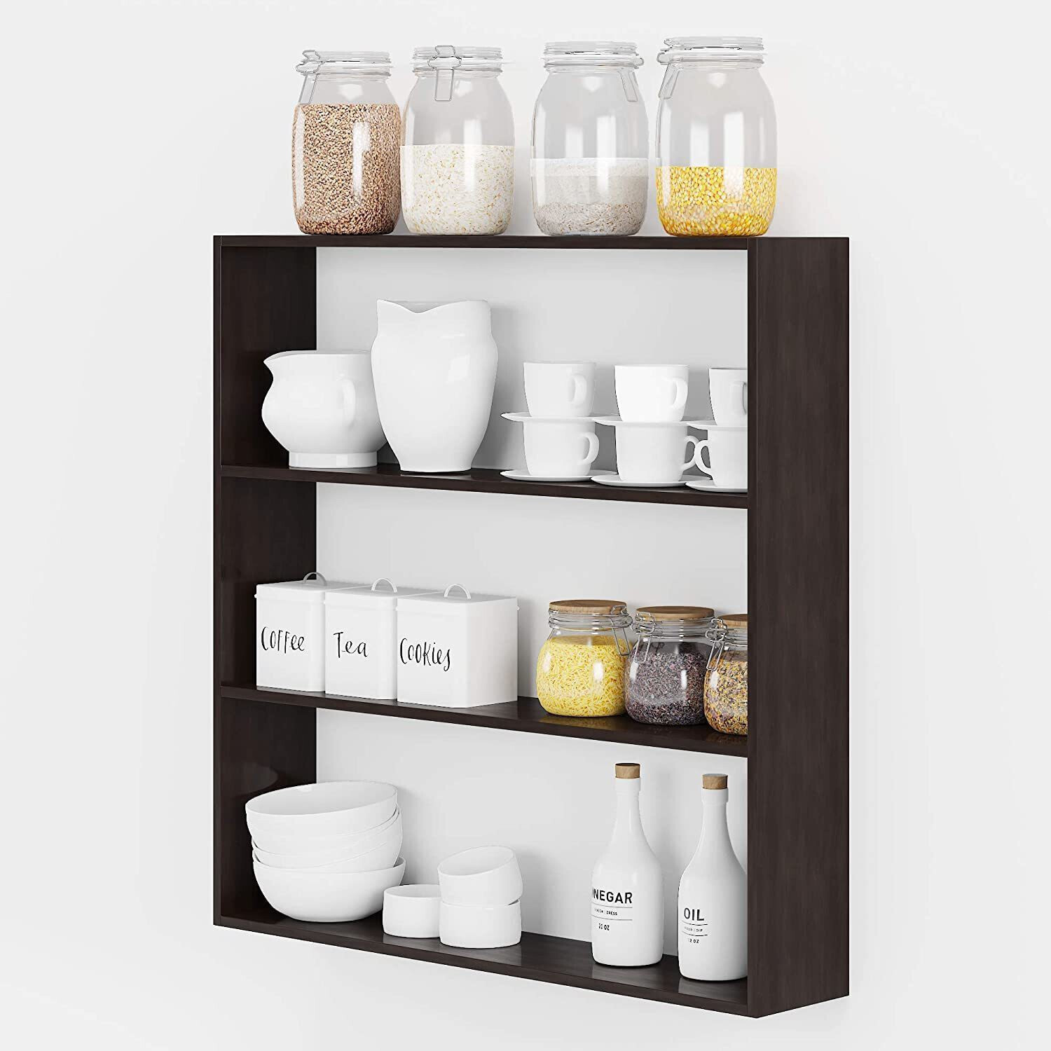 Image of Xtenshion Crafts Wooden Wall Mounted Racks, Organizer, Shelf for Kitchen Storage Boxes Wooden Wall Shelf