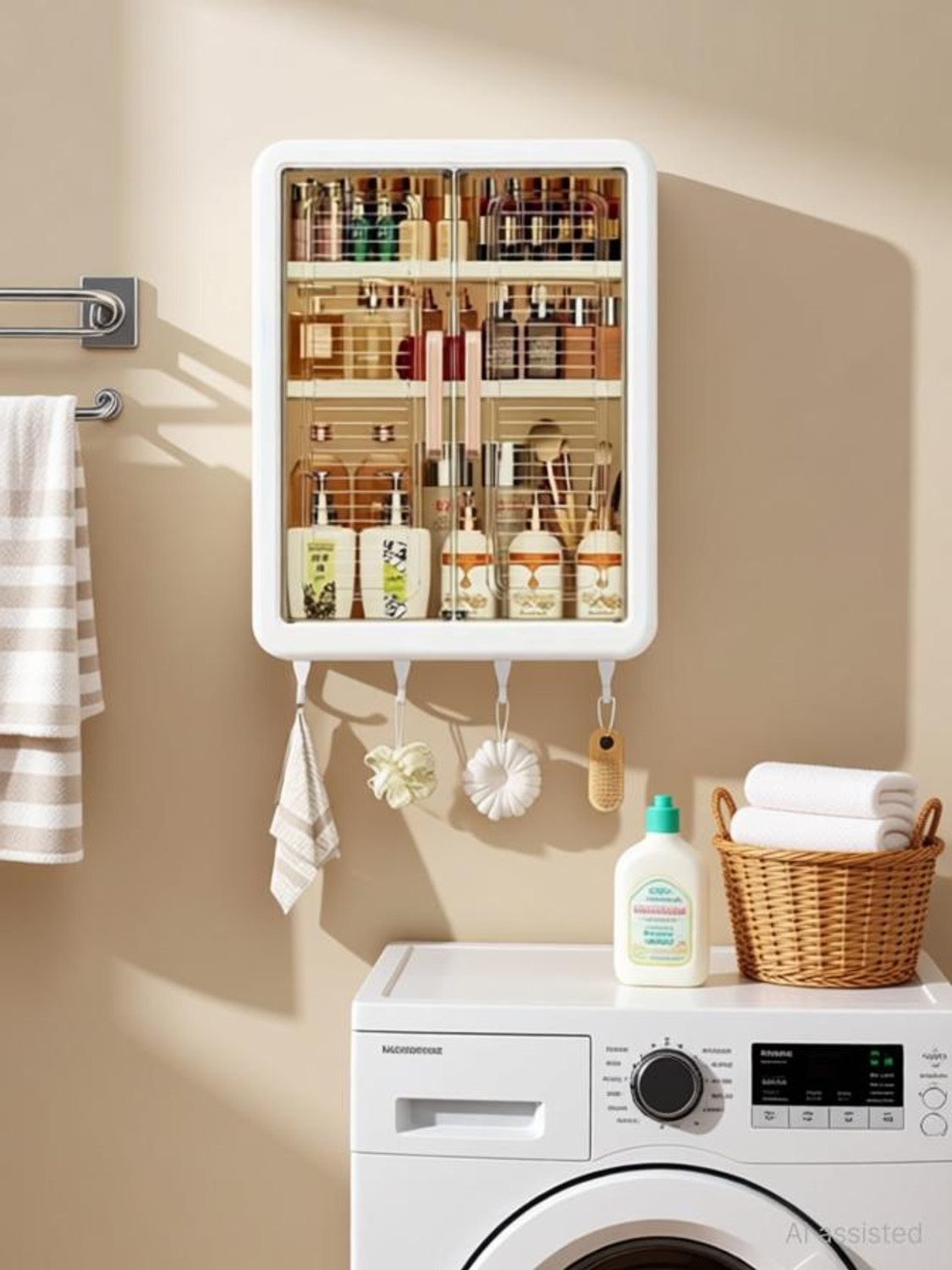 Image of MGKENTERPRISE Bathroom Storage Organizer /Bathroom Cabinet /Bathroom Shelf Plastic Wall Shelf