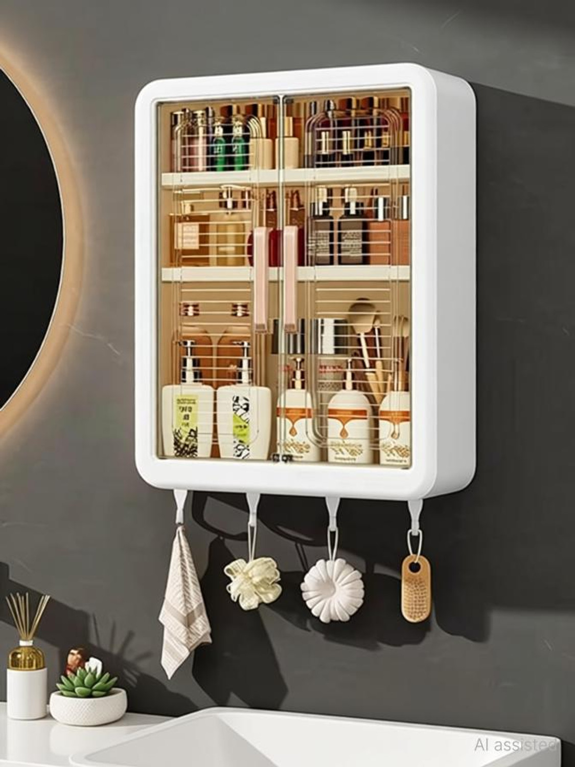 Image of MGKENTERPRISE Bathroom Storage Organizer /Bathroom Cabinet /Bathroom Shelf Plastic Wall Shelf